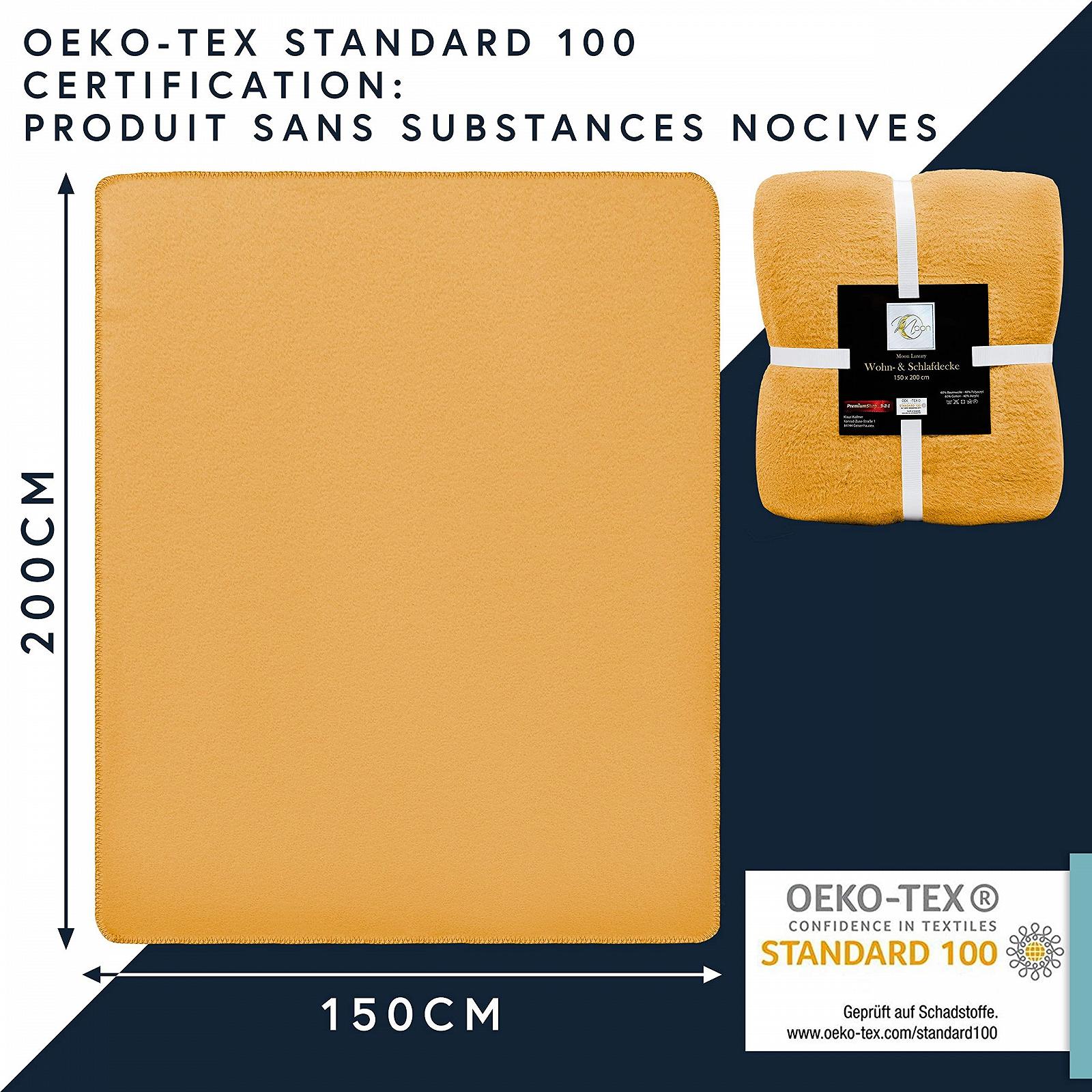 Покривало MOON Luxury Однотонна Суміш бавовни (60%/40%) Приблизно 150 x 200 см з оверлочним краєм Гірчичний, фото №3 Покривало MOON Luxury Однотонна Суміш бавовни (60%/40%) Приблизно 150 x 200 см з оверлочним краєм Гірчичний, фото №3