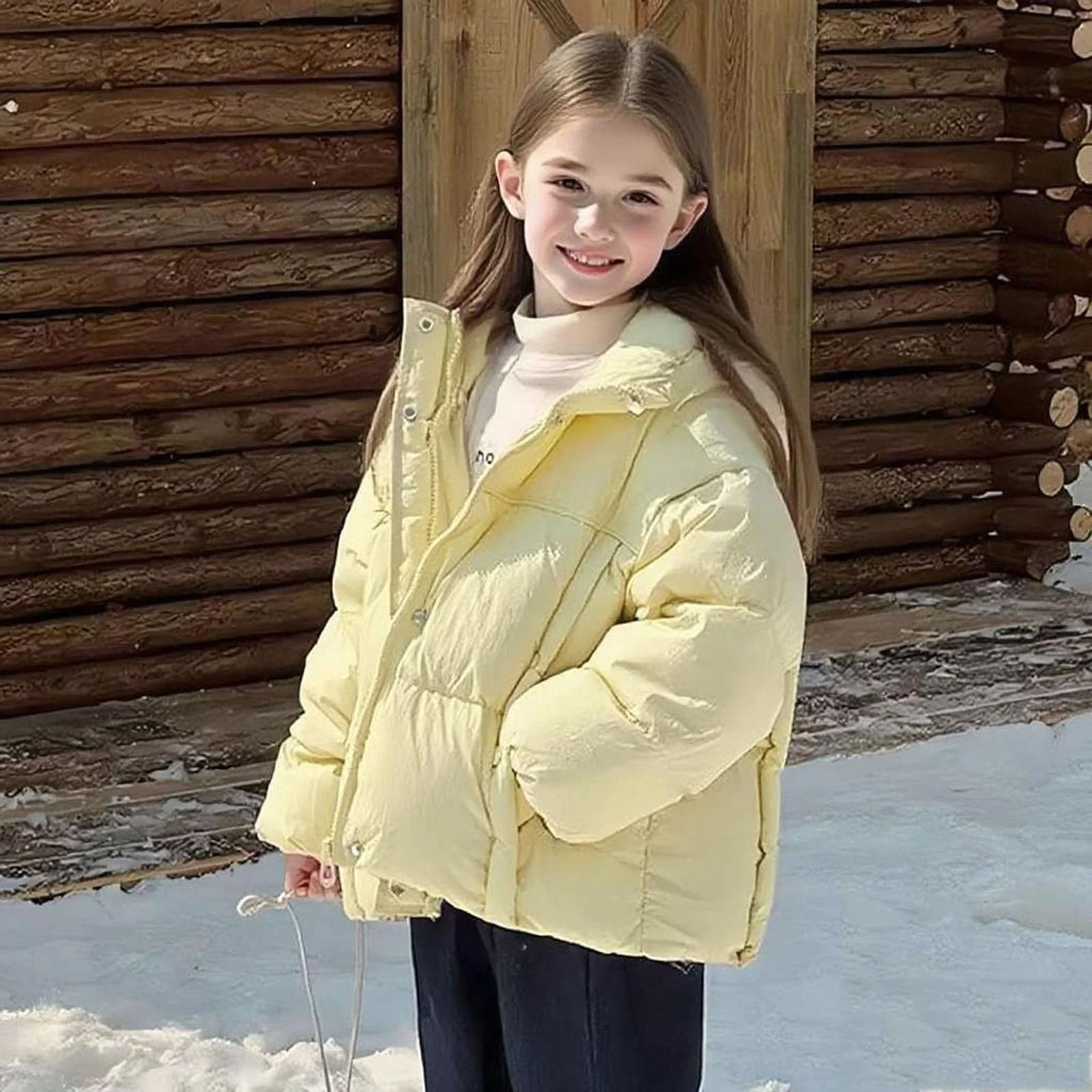Куртка стьобана Легка тепла однотонна пухова куртка для дівчат, фото №4