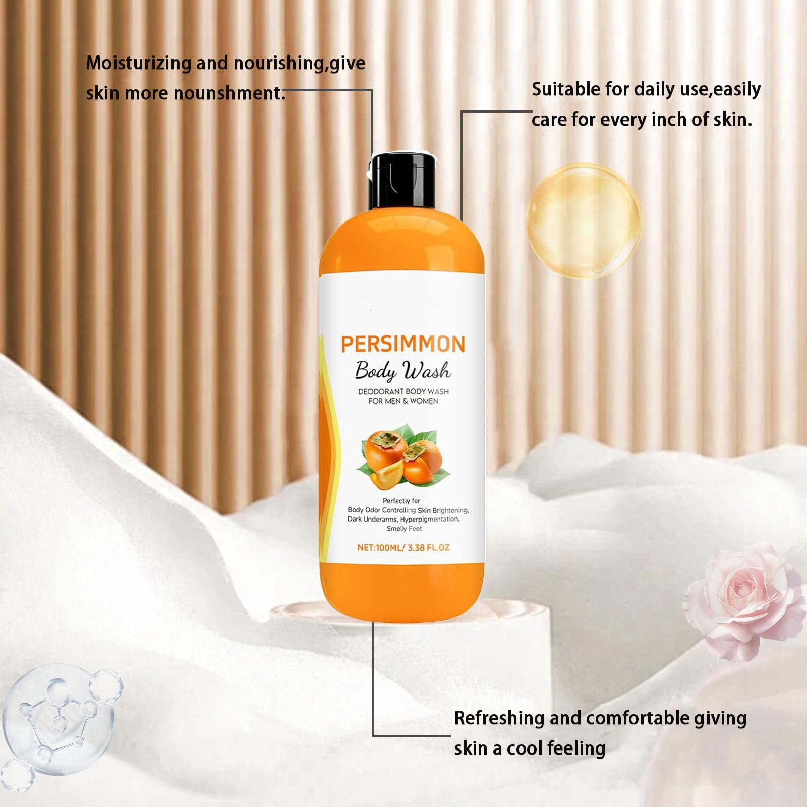 Гель для душу Persimmon Fresh для жінок та чоловіків дезодоруючий з екстрактом хурми 1 шт., фото №4 Гель для душу Persimmon Fresh для жінок та чоловіків дезодоруючий з екстрактом хурми 1 шт., фото №4