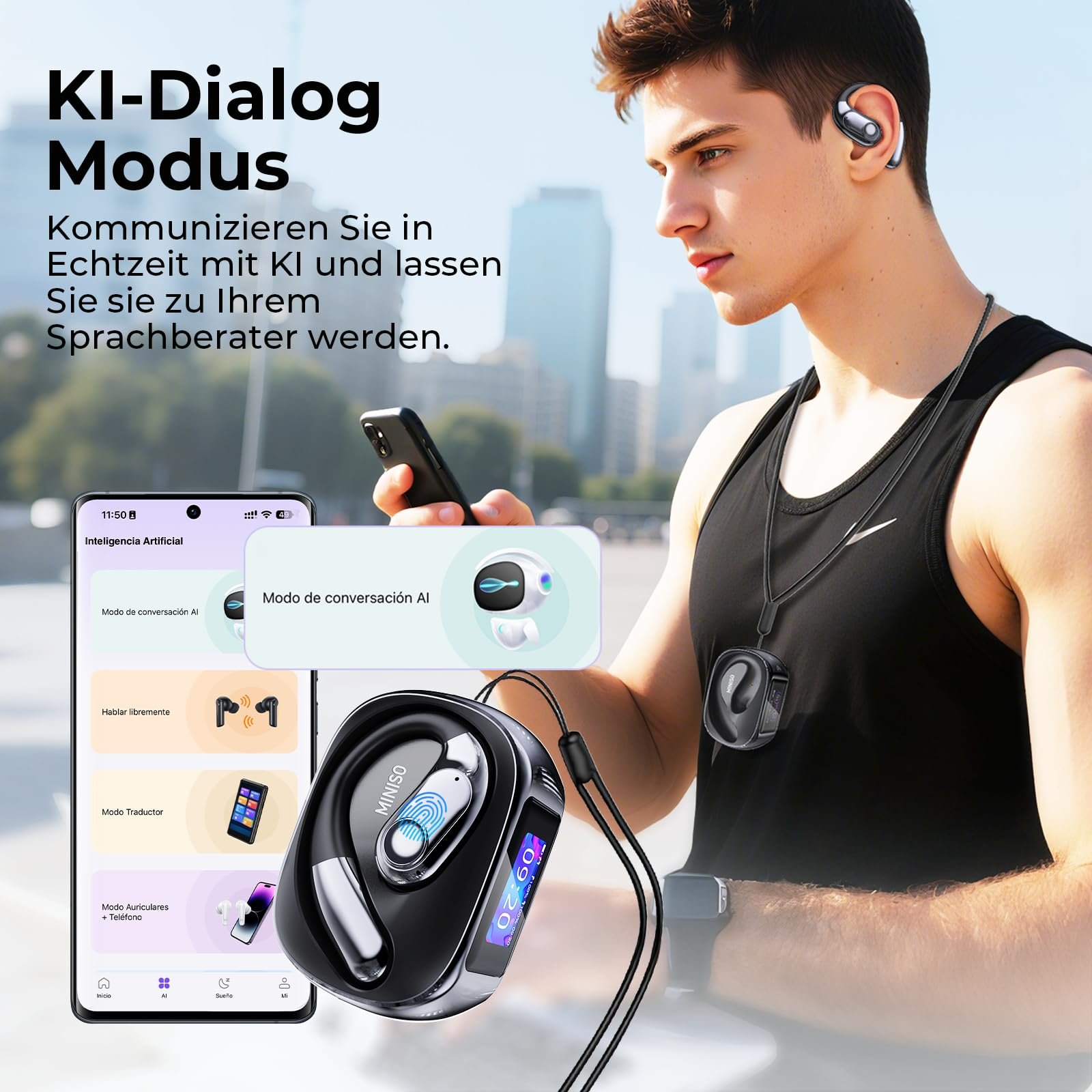 Навушники-перекладач MINISO MS193 Ki, 3-в-1 Голосовий 135 мов, фото №5