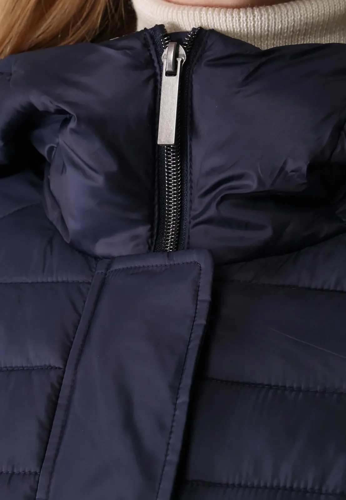Жіноче Синє стьобане пальто з капюшоном, фото №4 Жіноче Синє стьобане пальто з капюшоном, фото №4
