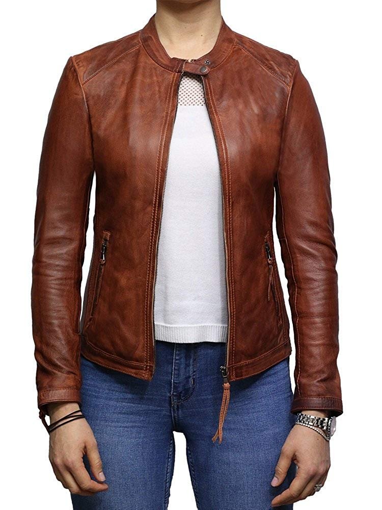 Куртка шкіряна жіноча BRANDSLOCK Biker Lammfell Vintage, фото №3