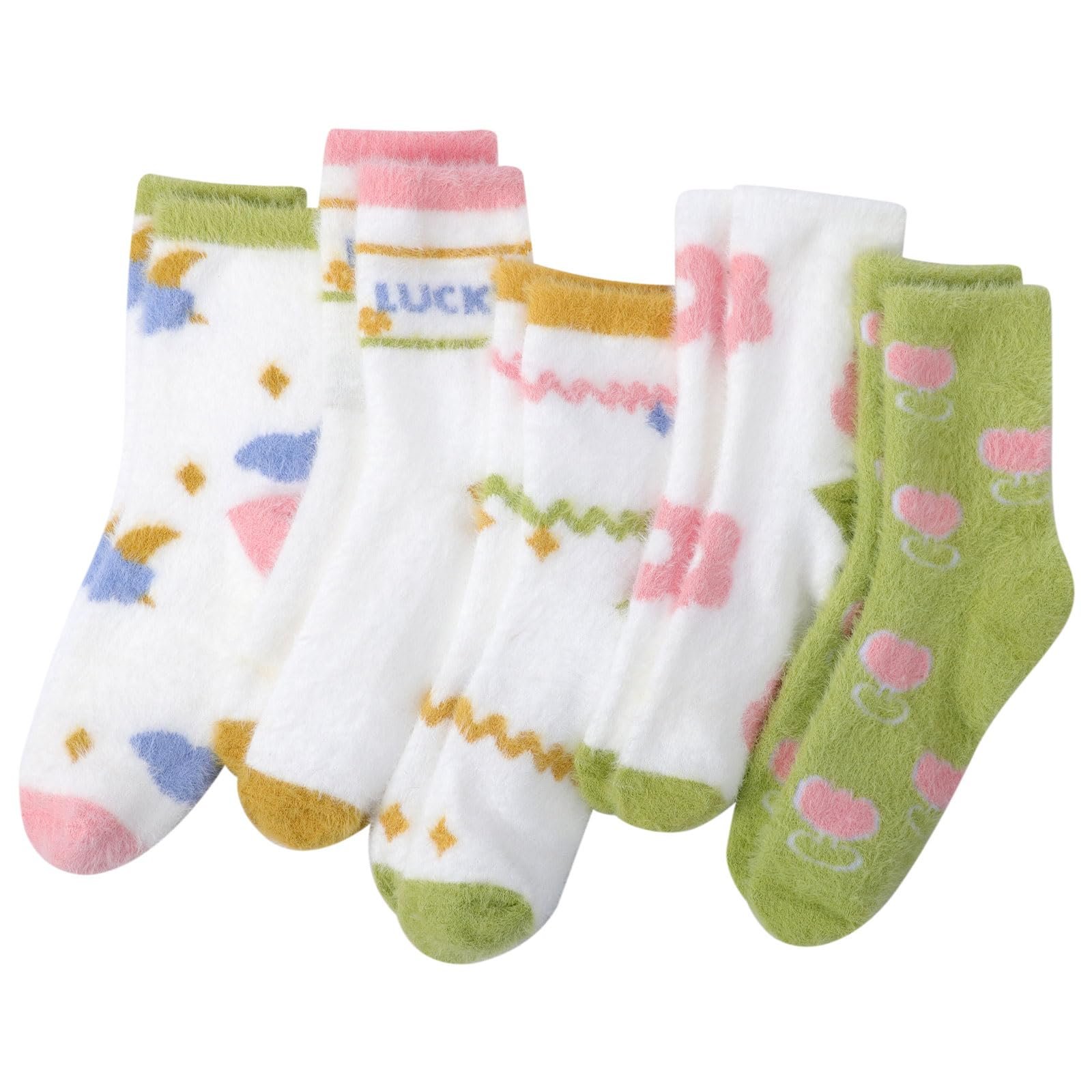 5 пар теплых носков для кровати с флисовой подкладкой для женщин - Супермягкие, уютные, теплые зимние носки для женщин и девочек - Идеально подходят для рождественских подарков, фото №1