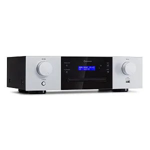 CD-програвач Auna CD-1000 DG, USB, MP3, дистанційне керування, світлодіодний дисплей, алюміній, чорний/білий - Фото 1