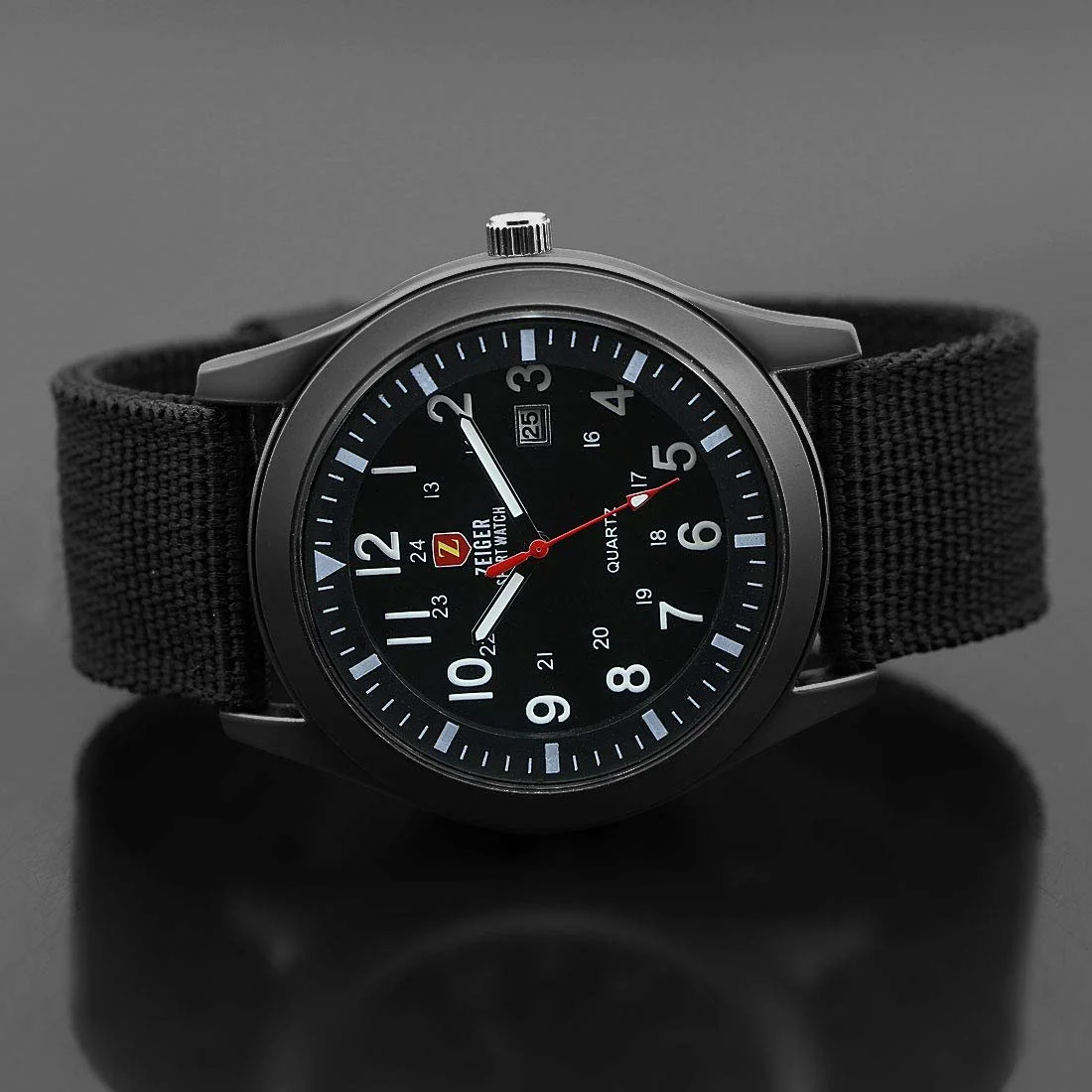 Мужские Кварцевые Аналоговые Спортивные Часы Zeiger Military с Датой, Нейлоновый Ремешок, фото №6 Мужские Кварцевые Аналоговые Спортивные Часы Zeiger Military с Датой, Нейлоновый Ремешок, фото №6