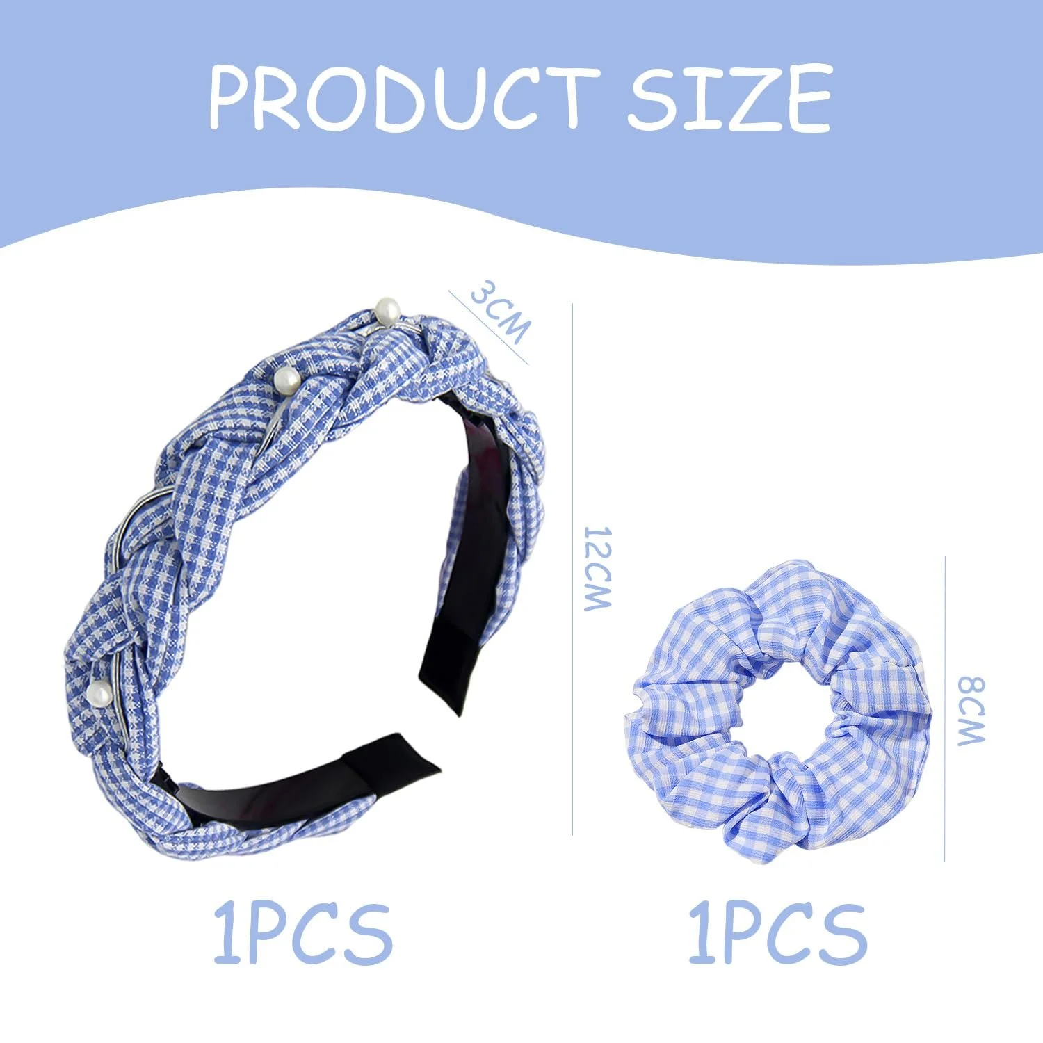 Обруч на голову, Гумка для волосся, Синій, фото №2