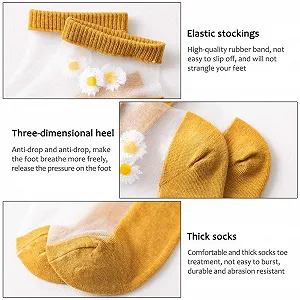 Носки Женские Ultra Thin Transparent Fiberglass Silk Breathable Floral Летние Короткие, разные цвета synthetic.ua - Фото 1