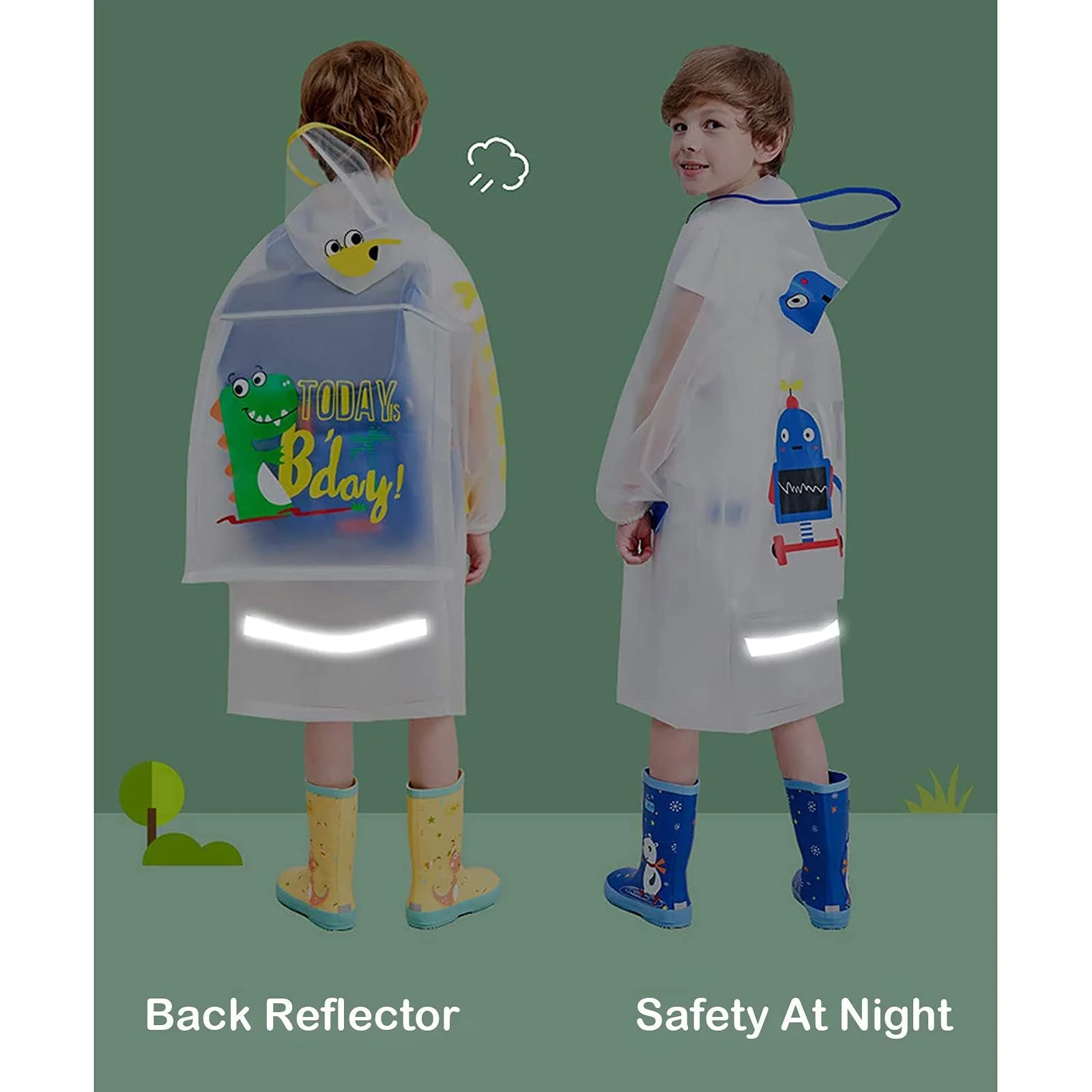 Дитячий водонепроникний дощовий плащ-пончо, фото №7