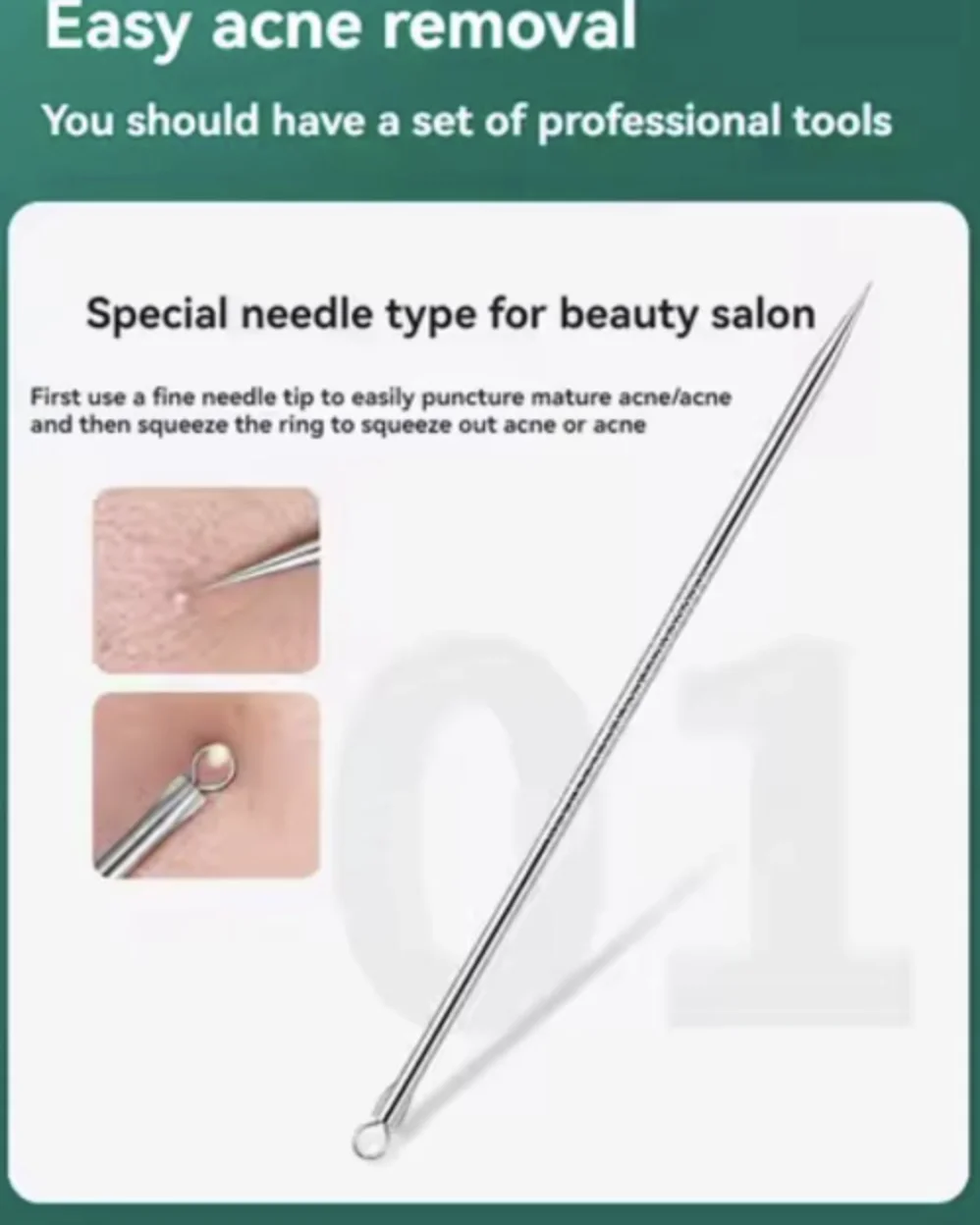 Набір інструментів для очищення обличчя та тіла, видалення прищів, вугрів і акне, 8 штук Сріблястий, фото №3