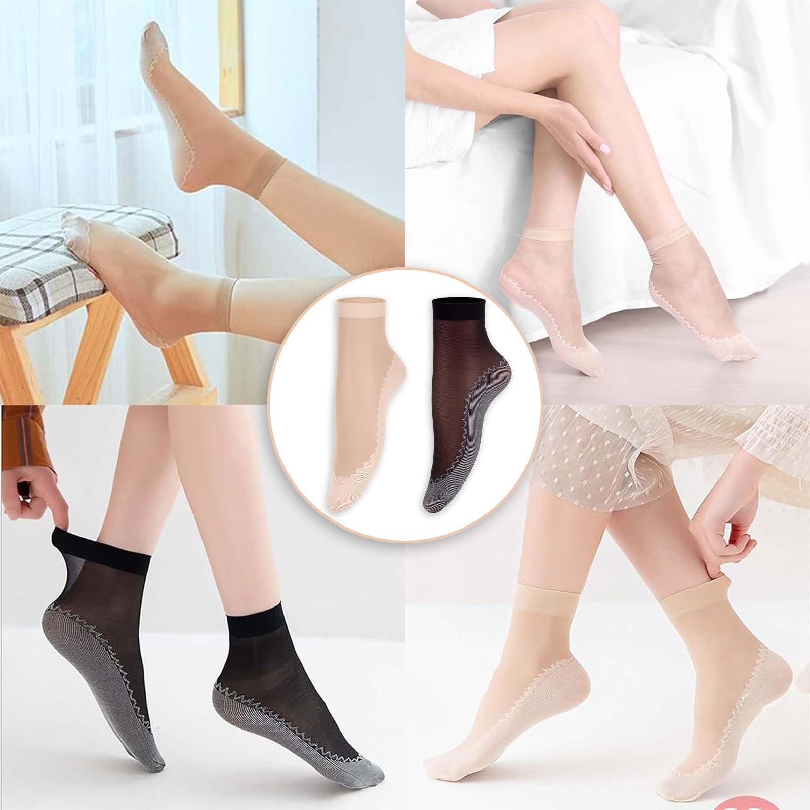 Женские нейлоновые чулки Прозрачные носки с нескользящей нижней стороной, Набор 20 шт, фото №4