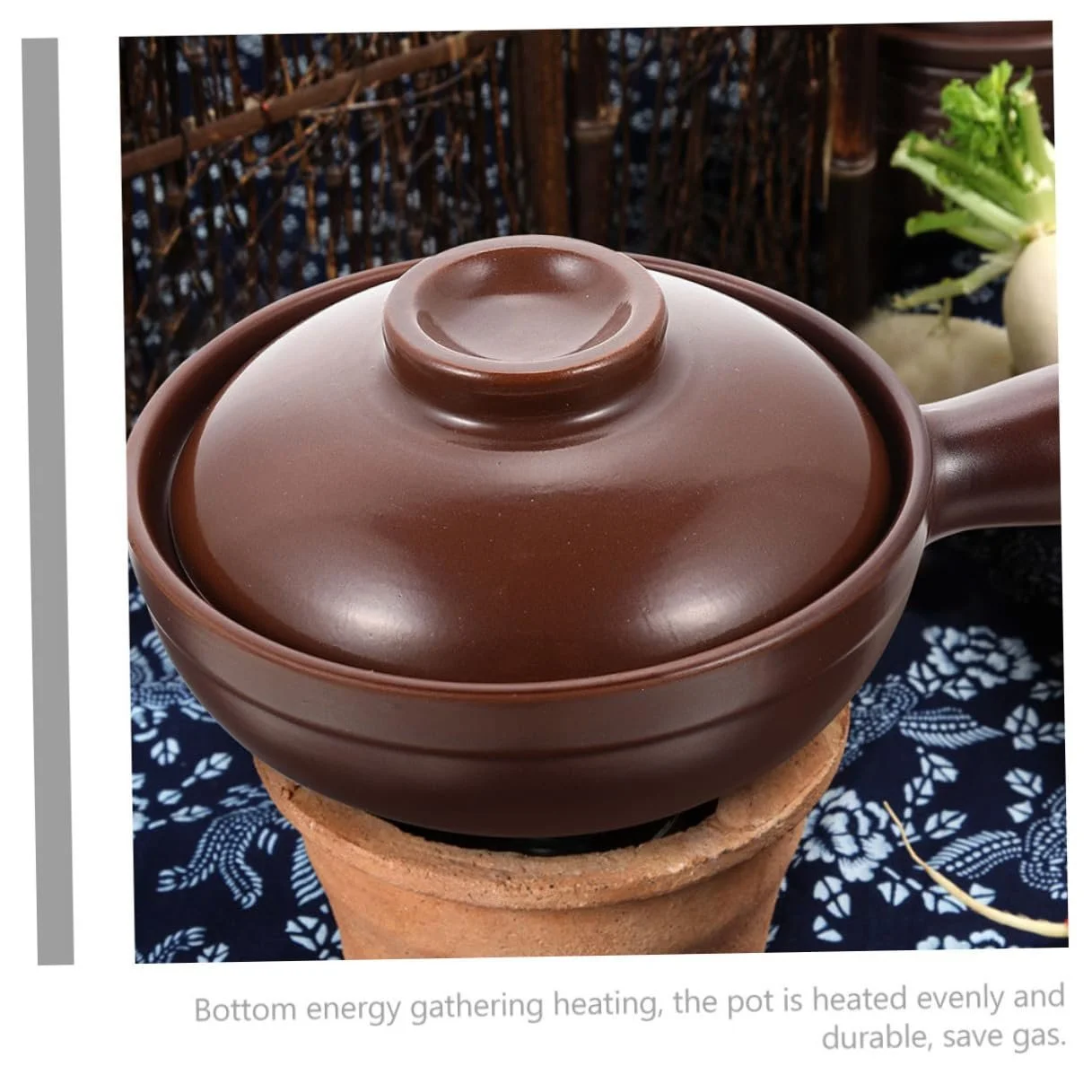 Кастрюля TOYANDONA термостойкая керамическая с одной ручкой традиционная маленькая для риса и тушения, фото №5