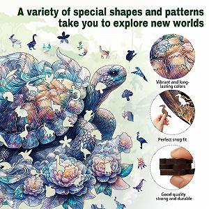 Деревянный пазл Sea Turtle 200 элементов Уникальная форма животных synthetic.ua - Фото 1