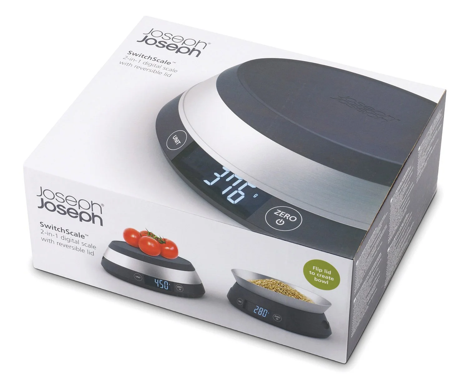 Кухонні ваги Joseph Joseph 2-in-1 Switch цифрові з двосторонньою кришкою Сірий, фото №3