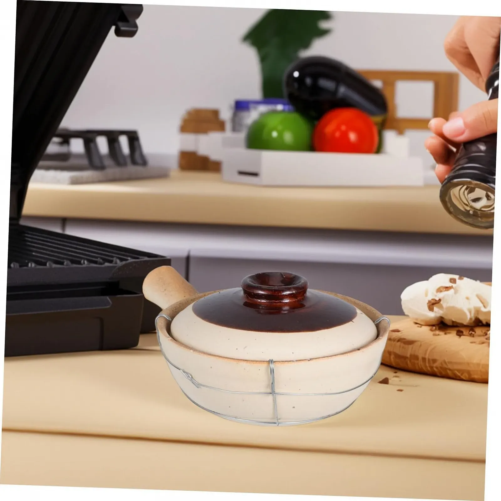 Глиняный горшок ABOOFAN Китайский с крышкой Термостойкий Равномерное распределение тепла, фото №6