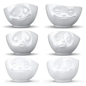 Набор мисок Fiftyeight 6 штук Улыбающийся и Тлеющий и Целующийся и Счастливый и Сломанный и Вкусный / Белый - Фото 1