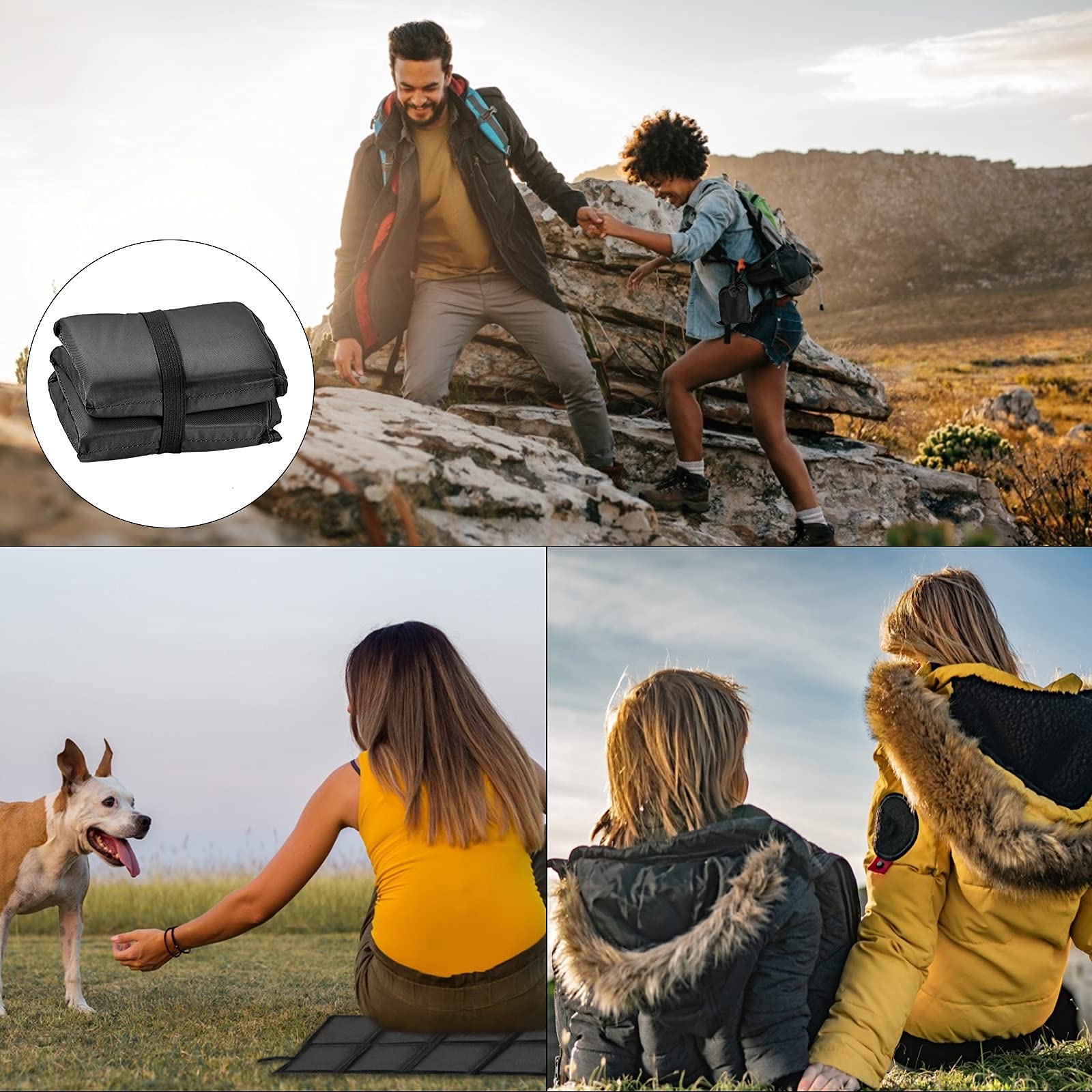Сидушка HongBoom Pack of 2 Thermal Outdoor Seat Cushion Oxford Thermal Foldable Outdoor Seat Cushion Portable Black, фото №6