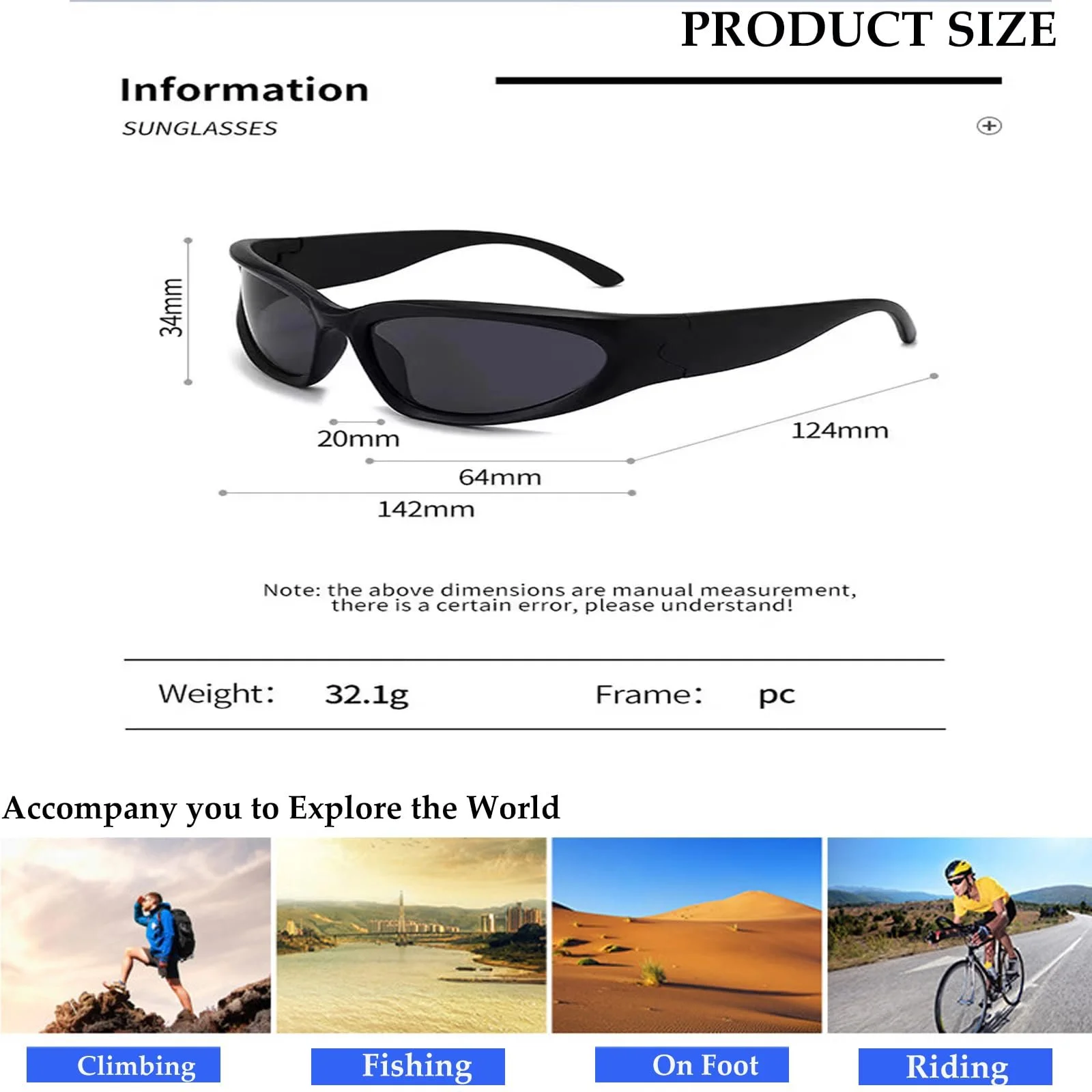 Солнцезащитные очки спортивные YQBFTC Y2K Wraparound с защитой UV400, панк без оправы, стильные поляризованные овальные для мужчин и женщин, для бега, велоспорта, рыбалки, 4 шт., фото №2 Солнцезащитные очки спортивные YQBFTC Y2K Wraparound с защитой UV400, панк без оправы, стильные поляризованные овальные для мужчин и женщин, для бега, велоспорта, рыбалки, 4 шт., фото №2