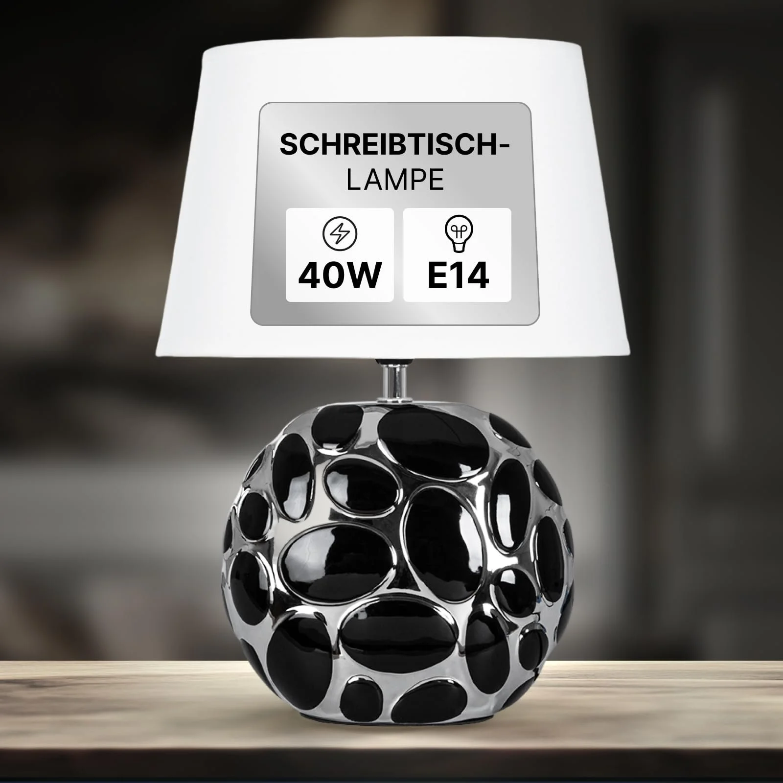 Настільна лампа ARTE LAMP Poppy LED з текстильним абажуром Хром/Білий, фото №2