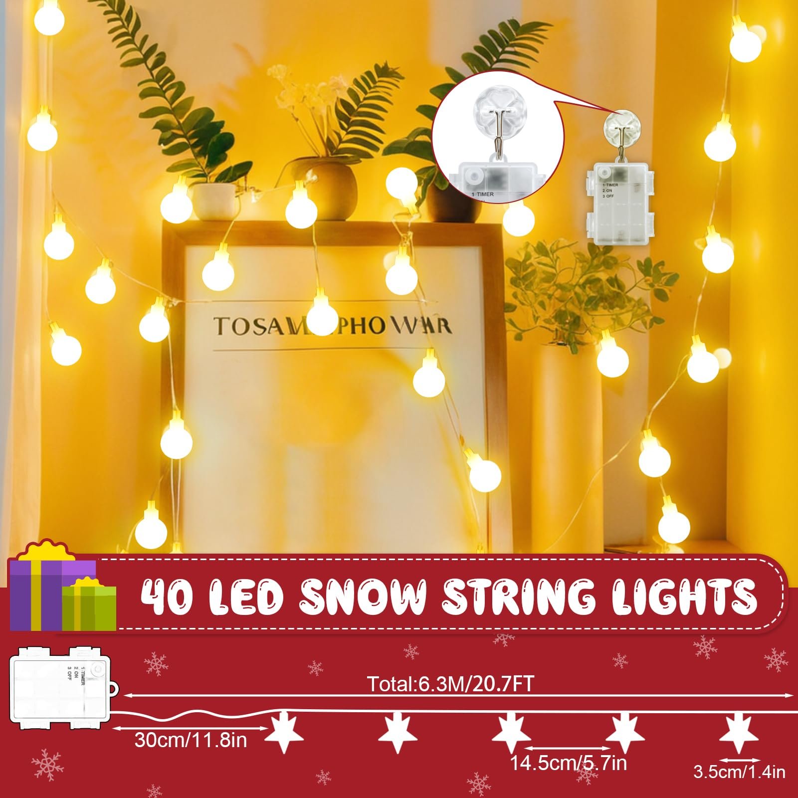 Гирлянда Gcstnn Fairy Lights 6 м 40 LED Теплый Белый, фото №5