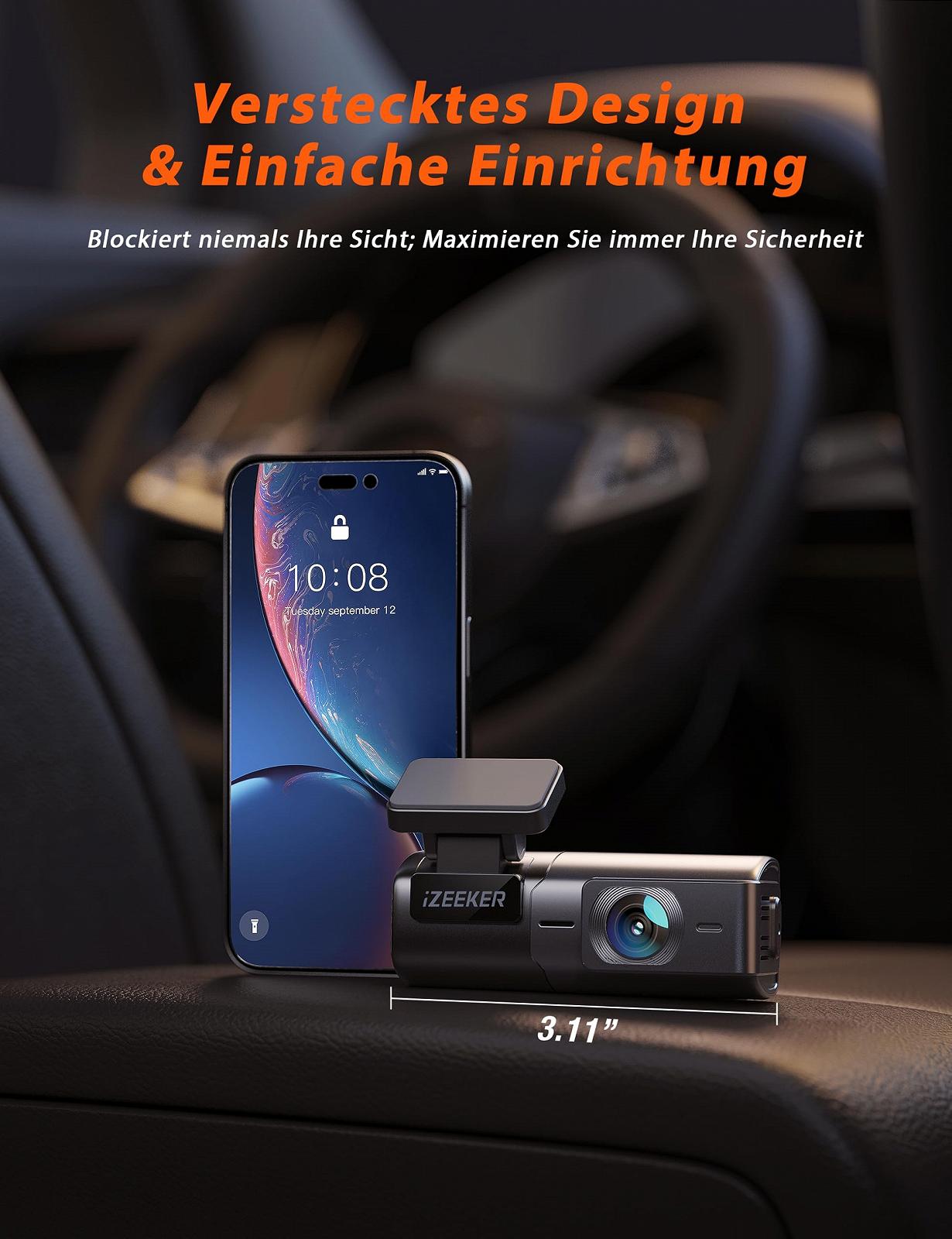 Відеореєстратор iZEEKER 1080P Mini з прихованим дизайном, кут огляду 170, фото №6
