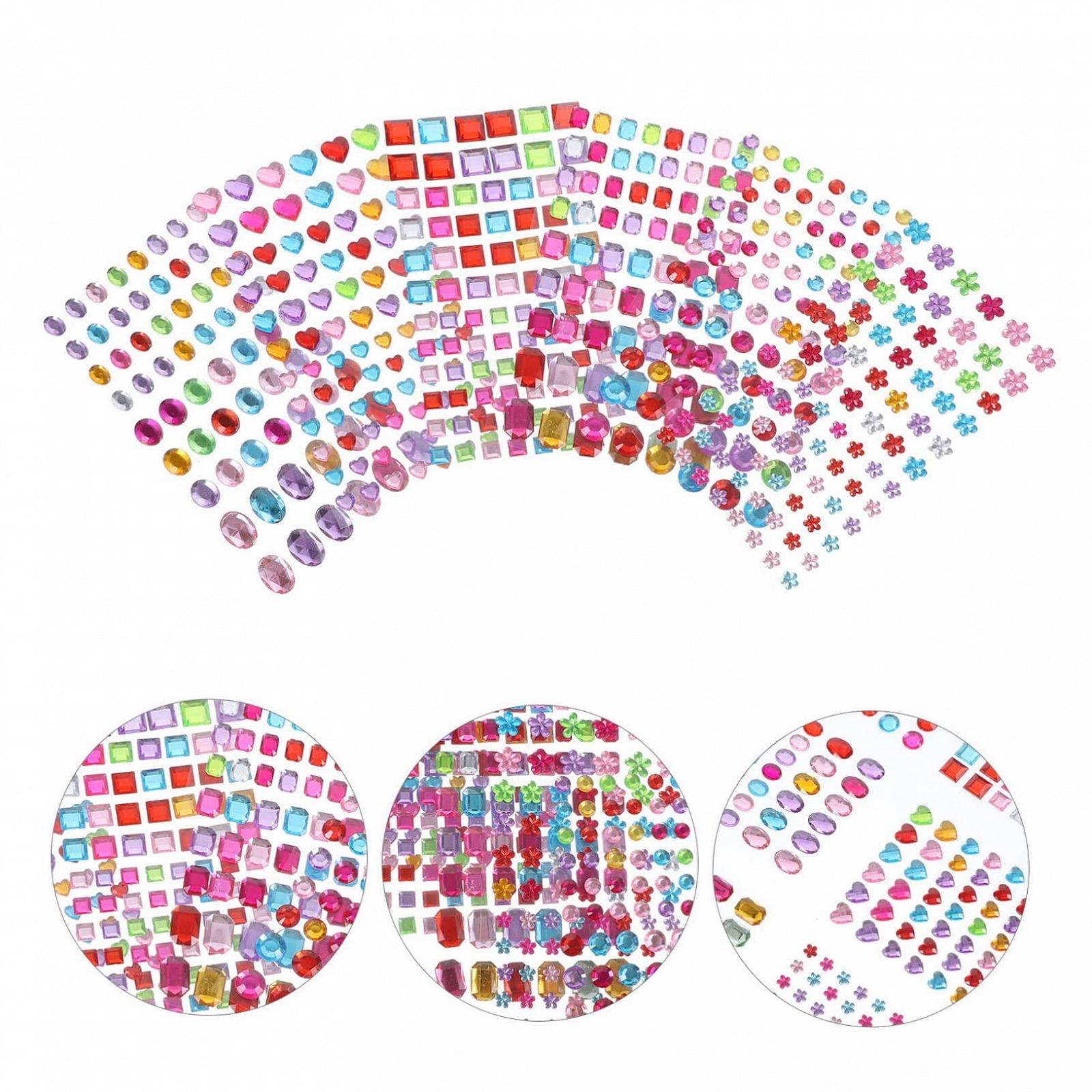 Самоклеющиеся кристаллы для лица 12 листов, блестящие камни для рукоделия, стразы для макияжа и украшений для мобильных телефонов, скрапбуков и творческих проектов, фото №4