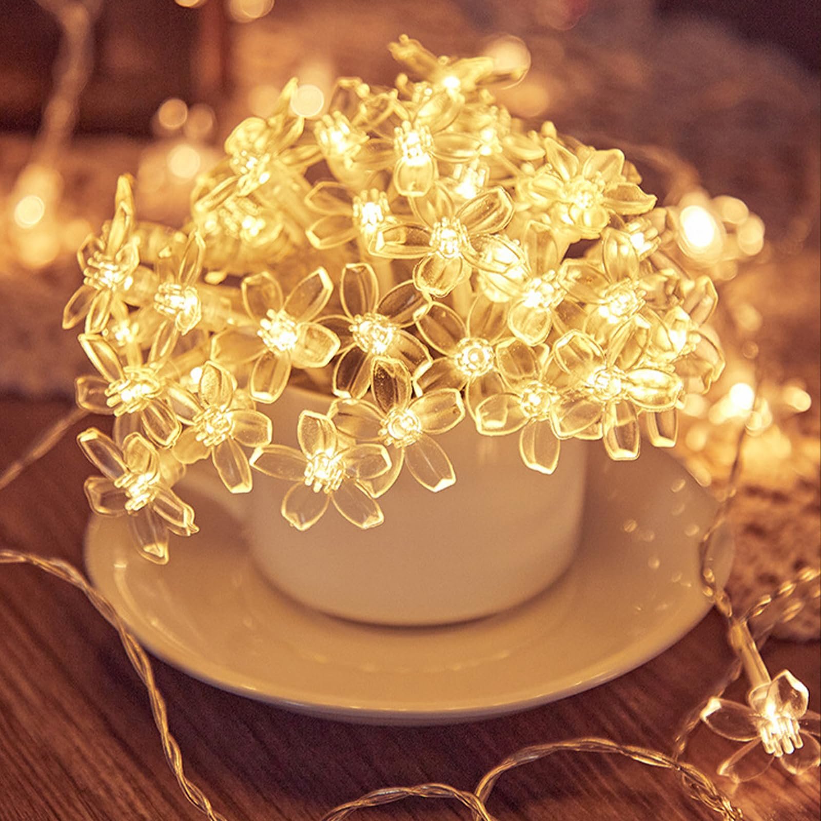 Гірлянда ENLACE Квітуча вишня 6 м, 40 LED, теплий білий, живлення від батарейок, 2 режими, фото №6
