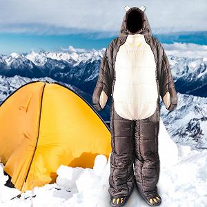 Спальный мешок Portable Bear Full Body Sleeping Bag для взрослых с молнией, лёгкий зимний для кемпинга, походов, путешествий - Фото 1