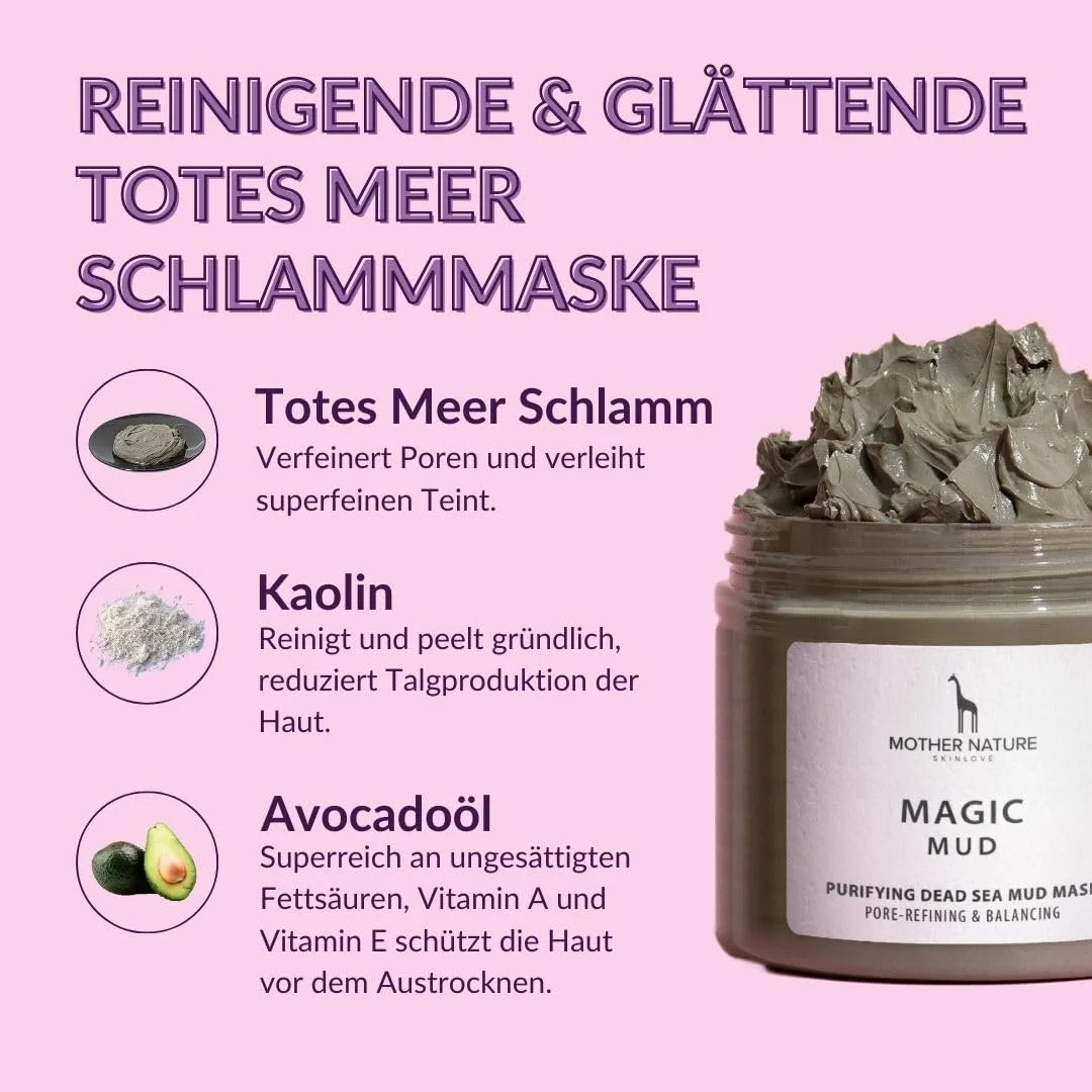 Маска для обличчя з грязi Мертвого моря Mother Nature для догляду за сухою та проблемною шкірою, 250 грам, антивікова маска, фото №2 Маска для обличчя з грязi Мертвого моря Mother Nature для догляду за сухою та проблемною шкірою, 250 грам, антивікова маска, фото №2