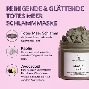 Маска для лица с грязью Мертвого моря Mother Nature для ухода за сухой и проблемной кожей, 250 грамм, антивозрастная маска synthetic.ua - Фото 1