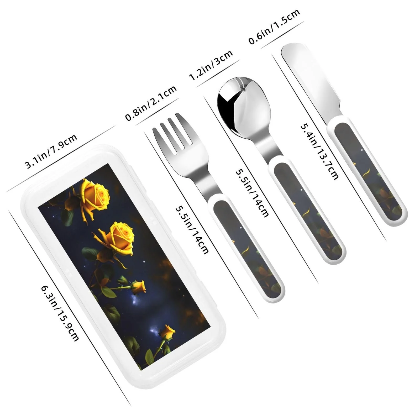 Дитячий набір столових приборів з трьох предметів Gelbe Rosen Sternennacht, фото №3 Дитячий набір столових приборів з трьох предметів Gelbe Rosen Sternennacht, фото №3