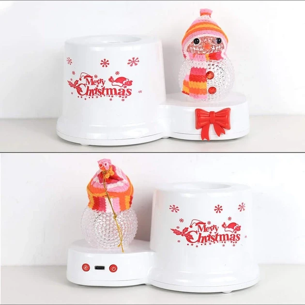 Ночник проектор снеговик на подставке 3Вт светодиодный от USB 185x115x95мм White/Red, фото №3