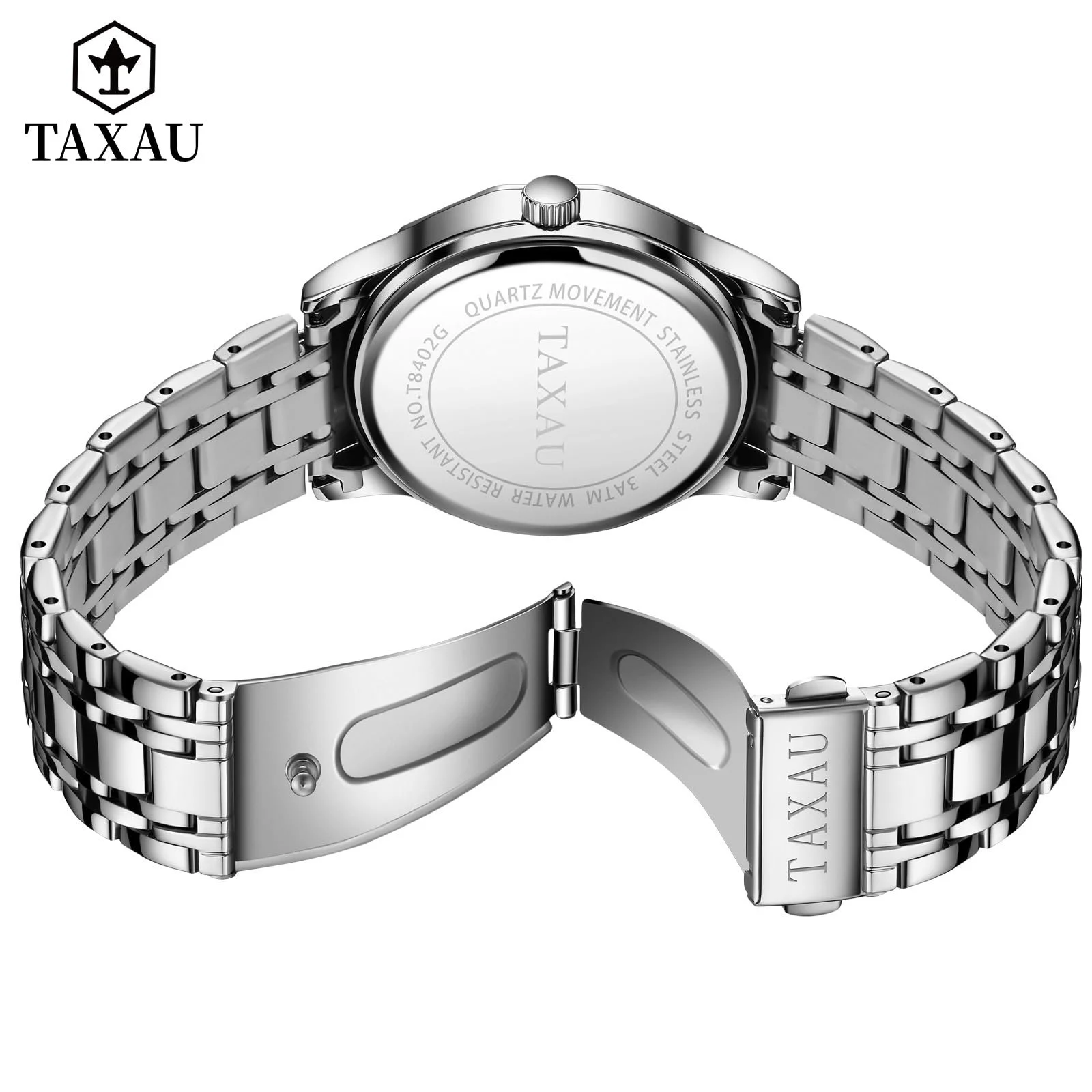 Мужские Часы Taxau Кварцевые Часы из Нержавеющей Стали Бизнес Часы с Датой Люминесцентные Водонепроницаемые Синий/Черный/Серый/Белый циферблат, серебряный браслет, фото №8 Мужские Часы Taxau Кварцевые Часы из Нержавеющей Стали Бизнес Часы с Датой Люминесцентные Водонепроницаемые Синий/Черный/Серый/Белый циферблат, серебряный браслет, фото №8