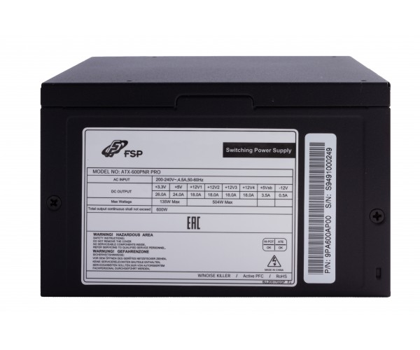 Блок живлення 600W FSP ATX-600W PNR PRO 120mm silent fan Retail Box, фото №9 Блок живлення 600W FSP ATX-600W PNR PRO 120mm silent fan Retail Box, фото №9