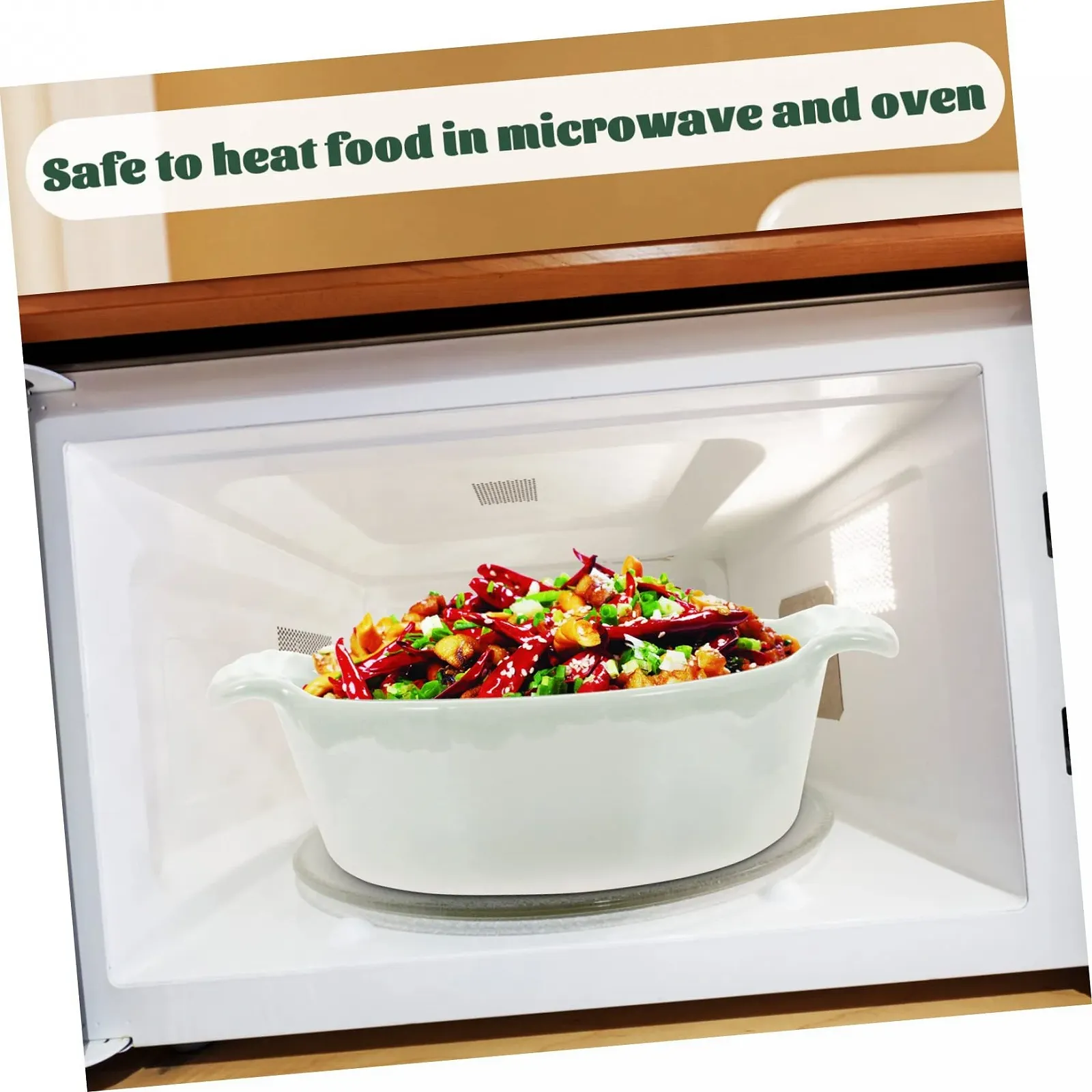 Миска для запікання VALICLUD керамічна кругла з двома ручками термостійка, фото №5