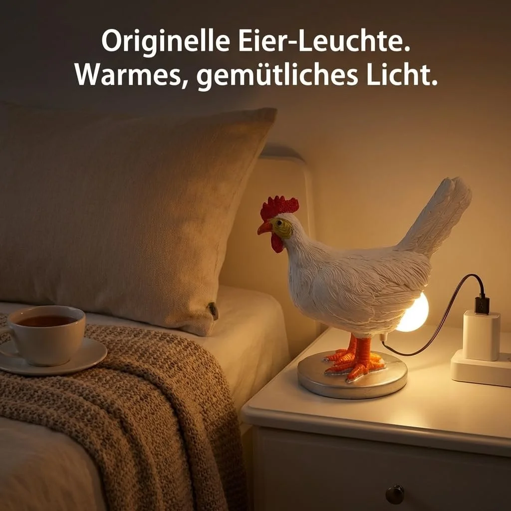 Настільна лампа Ejoyous Chicken Lamp Куряче яйце Полірезин Білий, фото №3