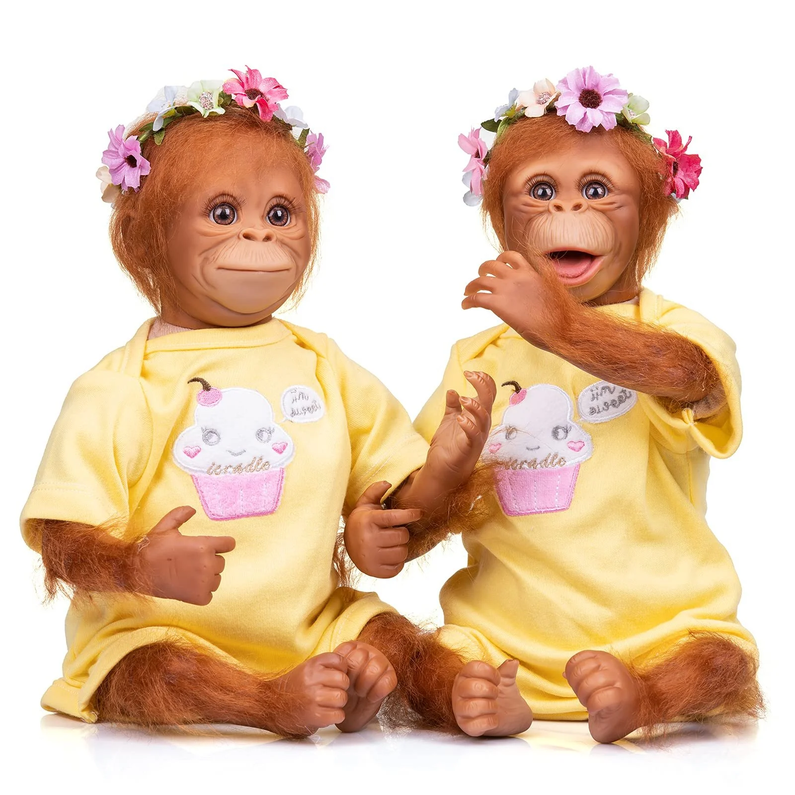 Лялька iCradle Realistic Reborn Monkey 18-дюймовий Реалістичний Орангутан М'який Силіконовий Вініль Тіло Фіброве Волосся, фото №4