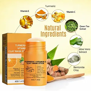 Маска-стик Глина Куркума Ledeak, 2 шт, Витамин C для очищения пор, от шрамов от угрей, темных пятен, заживляющая глиняная маска, увлажняющая глиняная маска для лица для мужчин и женщин synthetic.ua - Фото 1