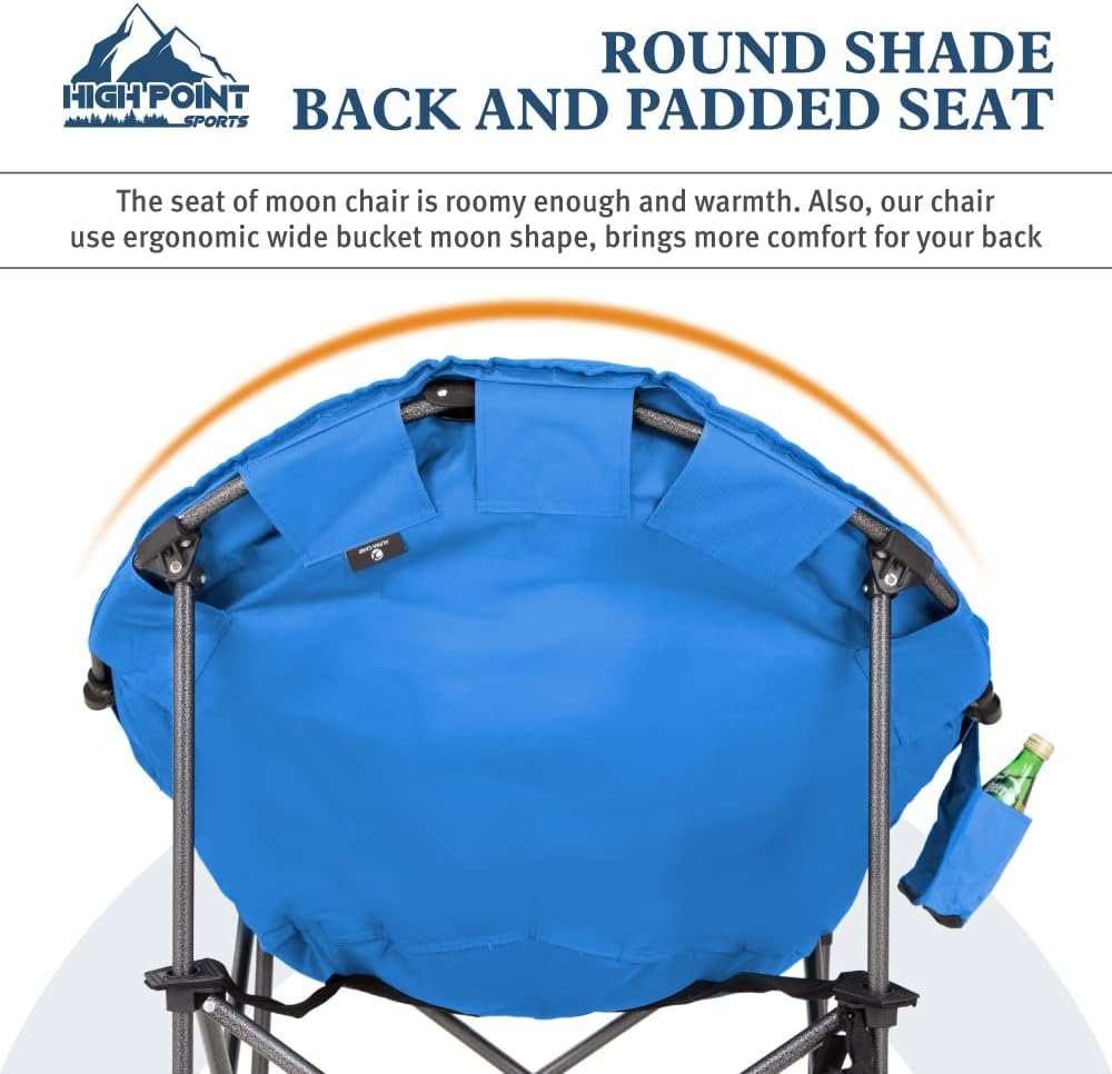 Розкладне крісло для кемпінгу HIGH POINT SPORTS XXL / до 150 кг / Блакитний, фото №7