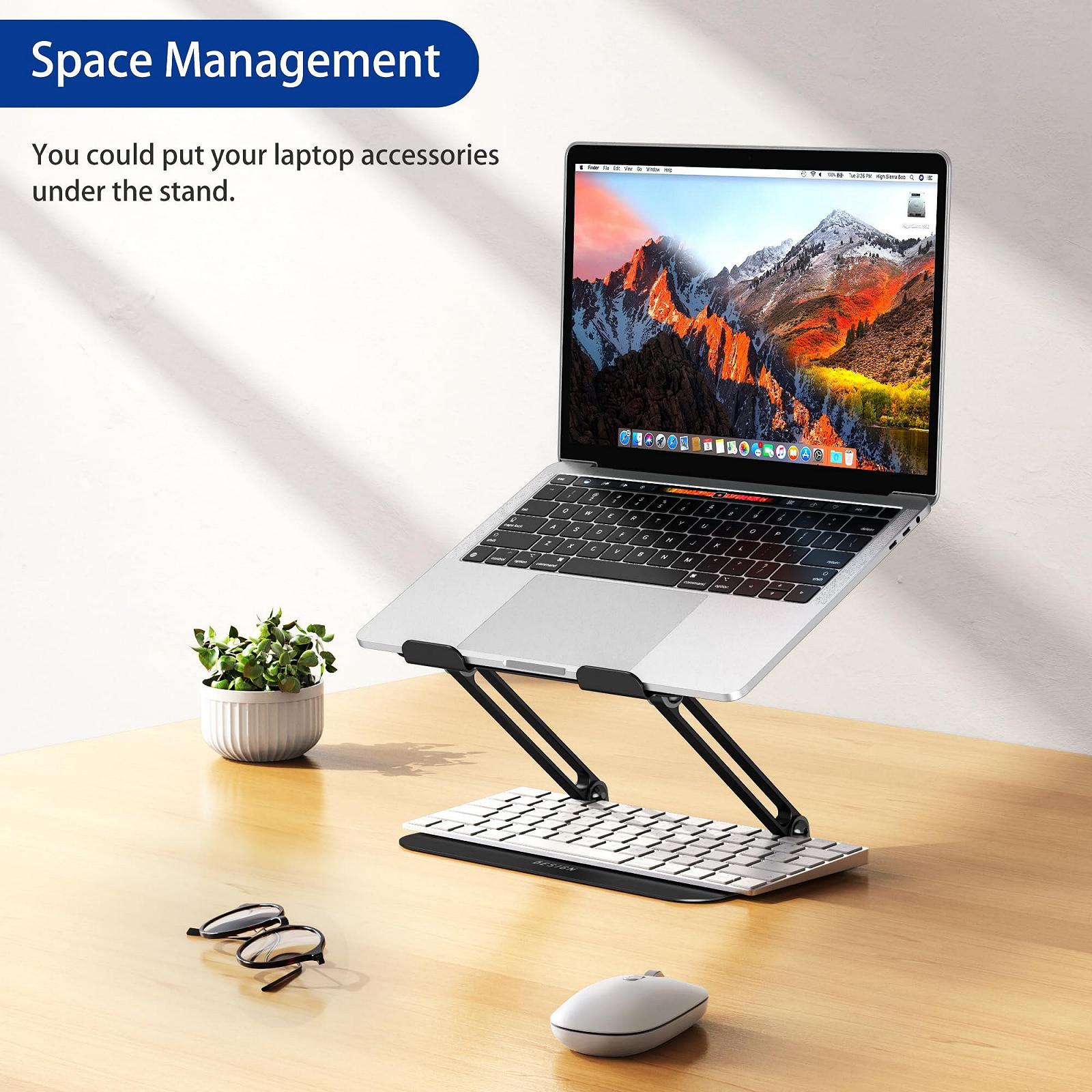 Подставка для ноутбука BESIGN LSX2 алюминиевая, регулируемая, эргономичная, совместима с ноутбуками 10-14 дюймов, матово-черная, фото №8