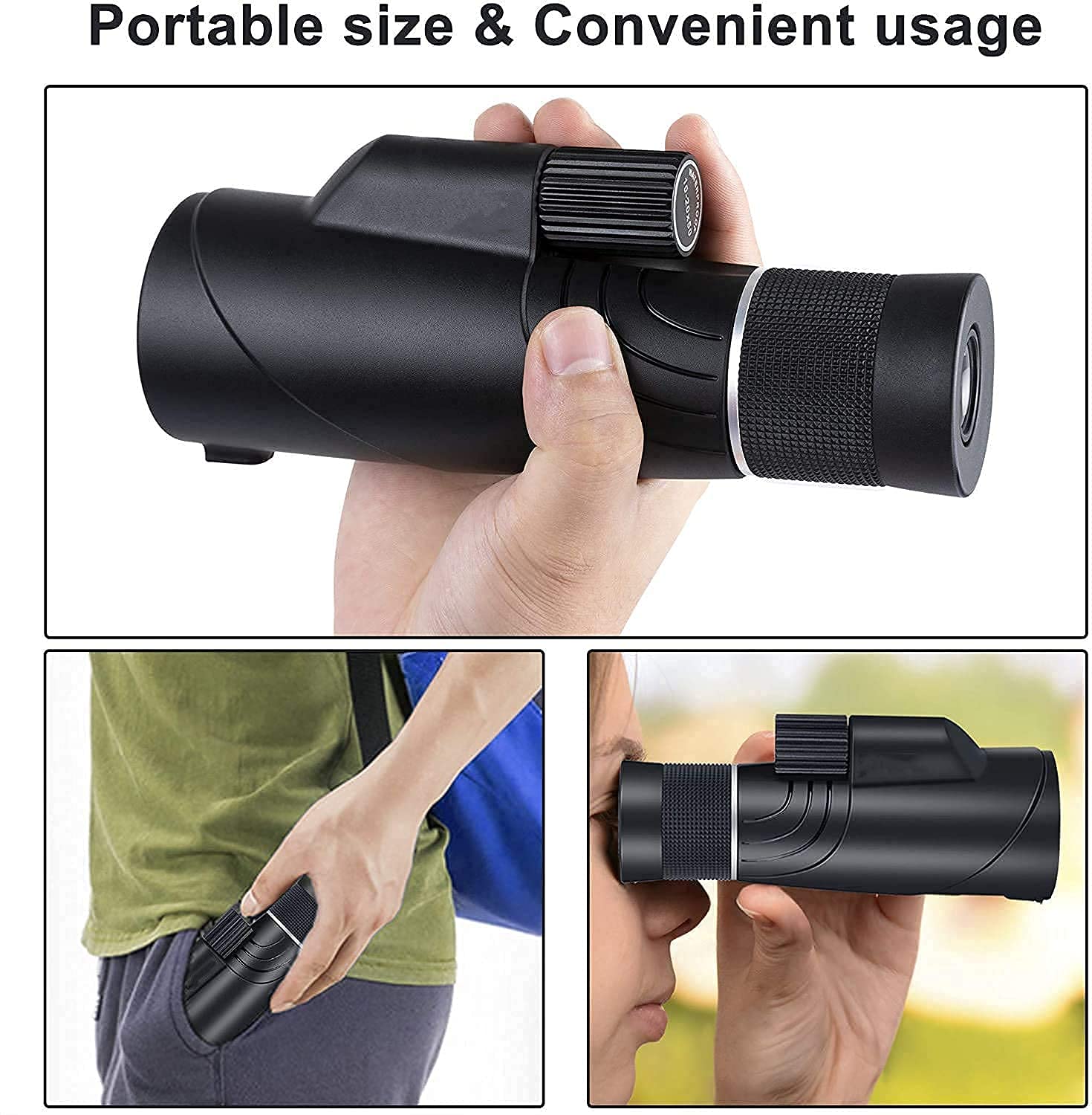 Монокуляр 20X50 Zoom Monocular Високопродуктивний Bak4 призма Водонепроникний з адаптером для смартфона та штативом, фото №5