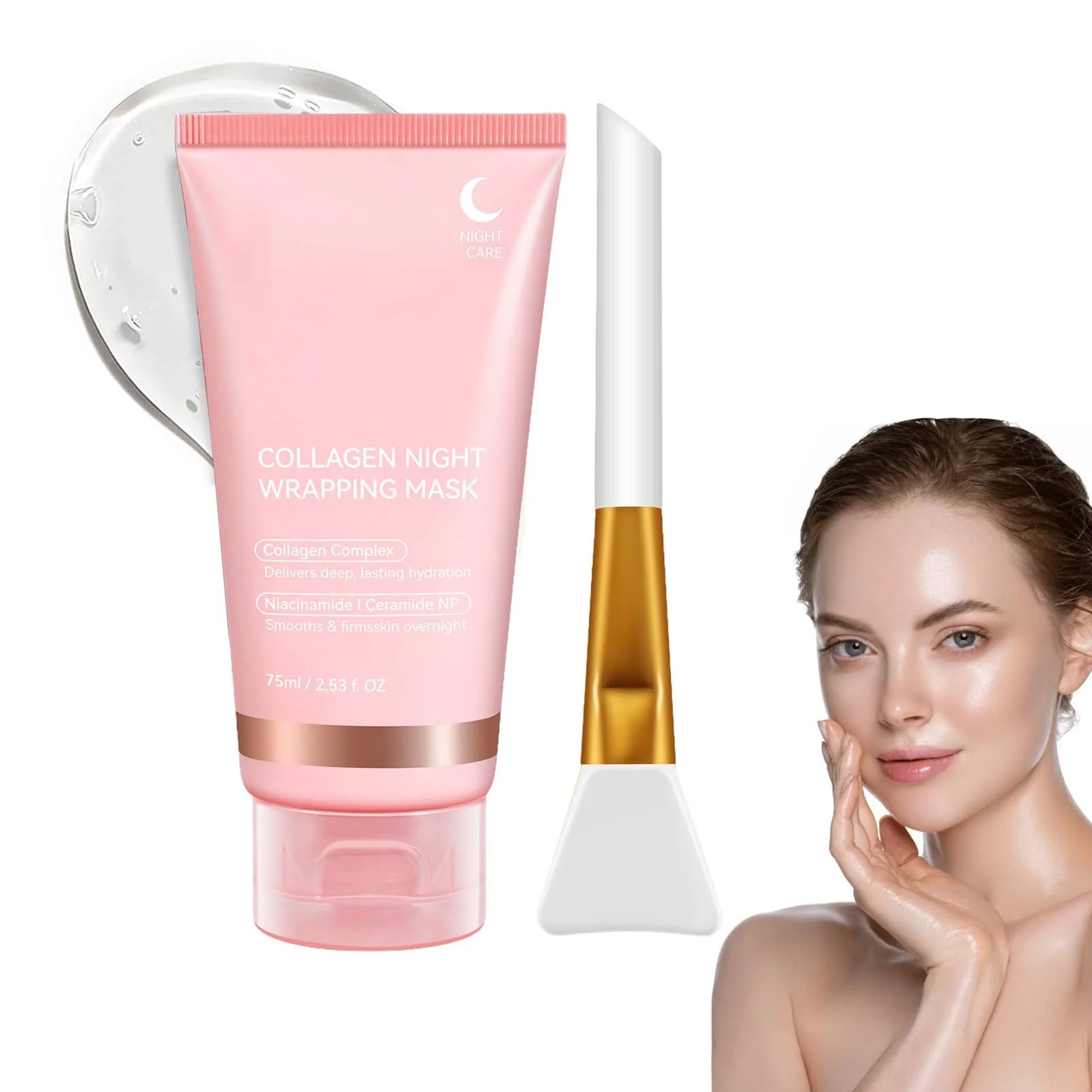 Ночная маска для лица с коллагеном, Маска-пленка для лица, Органическая маска для лица с коллагеном, Эластичность и увлажнение, Ночная маска, Маска для лица уменьшает дряблость и тусклость, 75 мл, фото №1 Ночная маска для лица с коллагеном, Маска-пленка для лица, Органическая маска для лица с коллагеном, Эластичность и увлажнение, Ночная маска, Маска для лица уменьшает дряблость и тусклость, 75 мл, фото №1