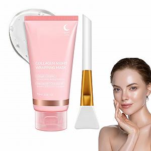 Ночная маска для лица с коллагеном, Маска-пленка для лица, Органическая маска для лица с коллагеном, Эластичность и увлажнение, Ночная маска, Маска для лица уменьшает дряблость и тусклость, 75 мл - Фото 1