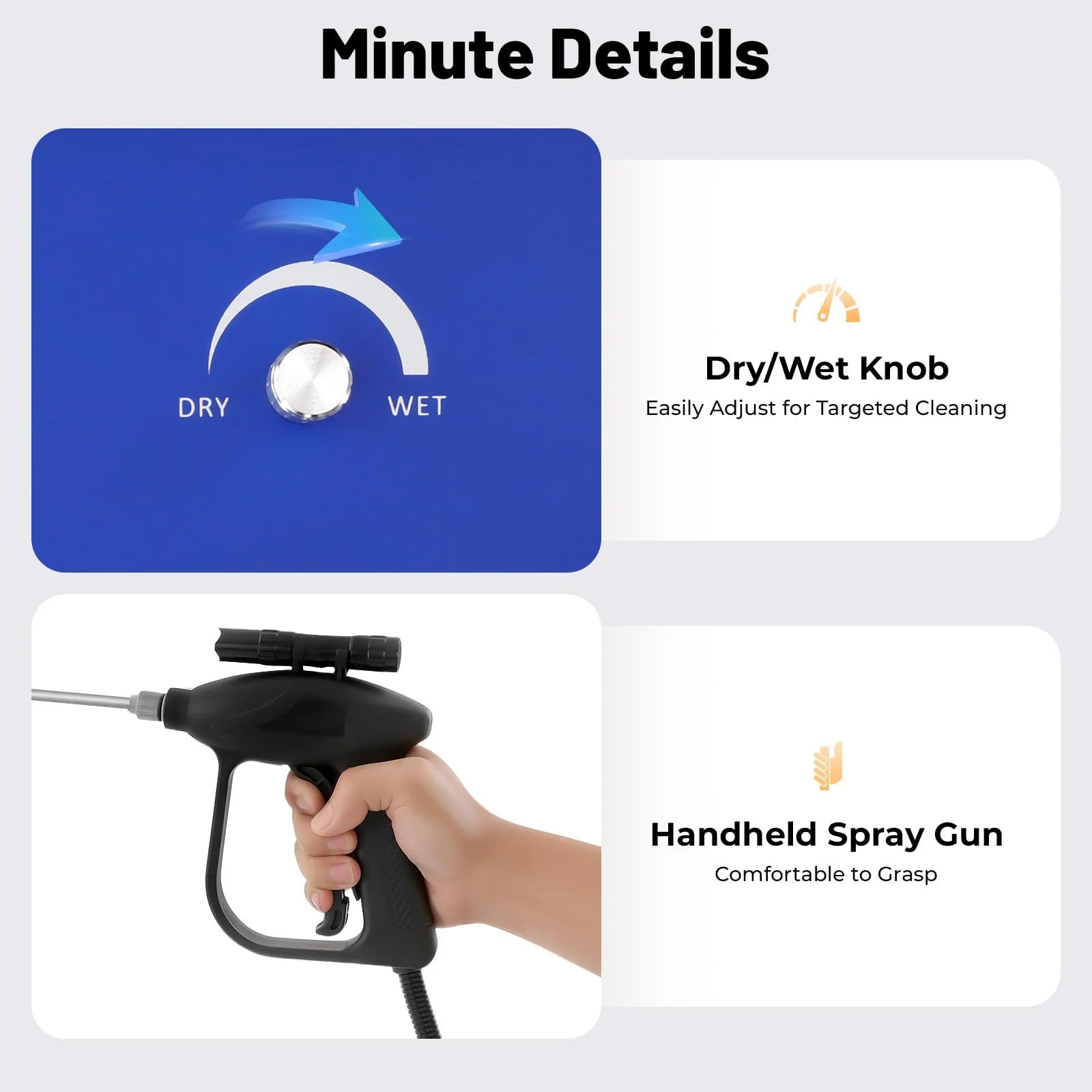 Пароочисник 3000 W багатофункціональний регульований портативний з розпилювачем 6 швидкостей, фото №9