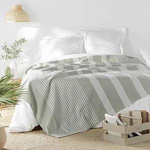 Покрывало Тканое Douceur d'Intérieur Adele Sage Хлопок и Полиэстер (240 x 260 см) - Фото 1