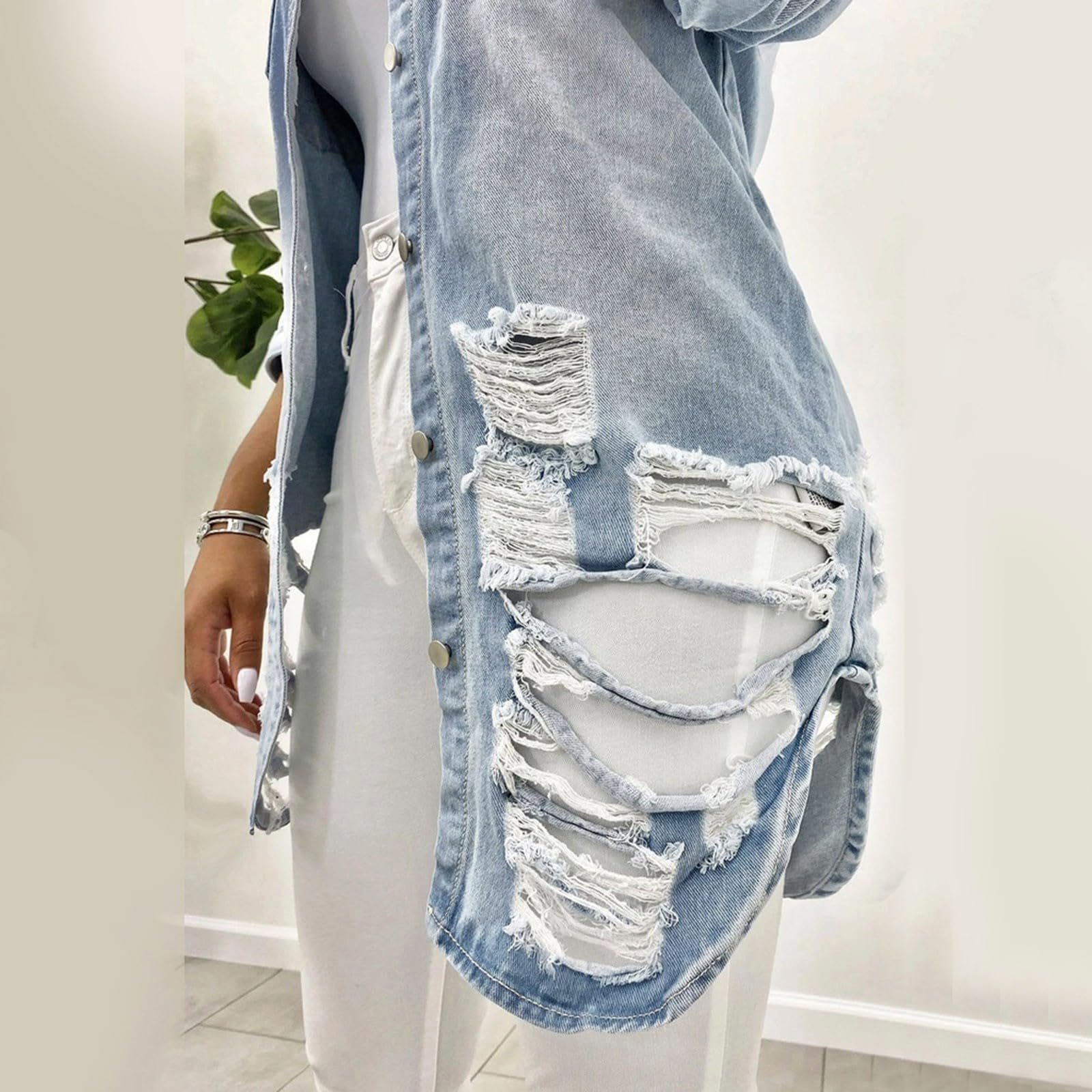 Джинсова Куртка Generisch Жіноча Легка з Кишенями Oversize Коротка, фото №4