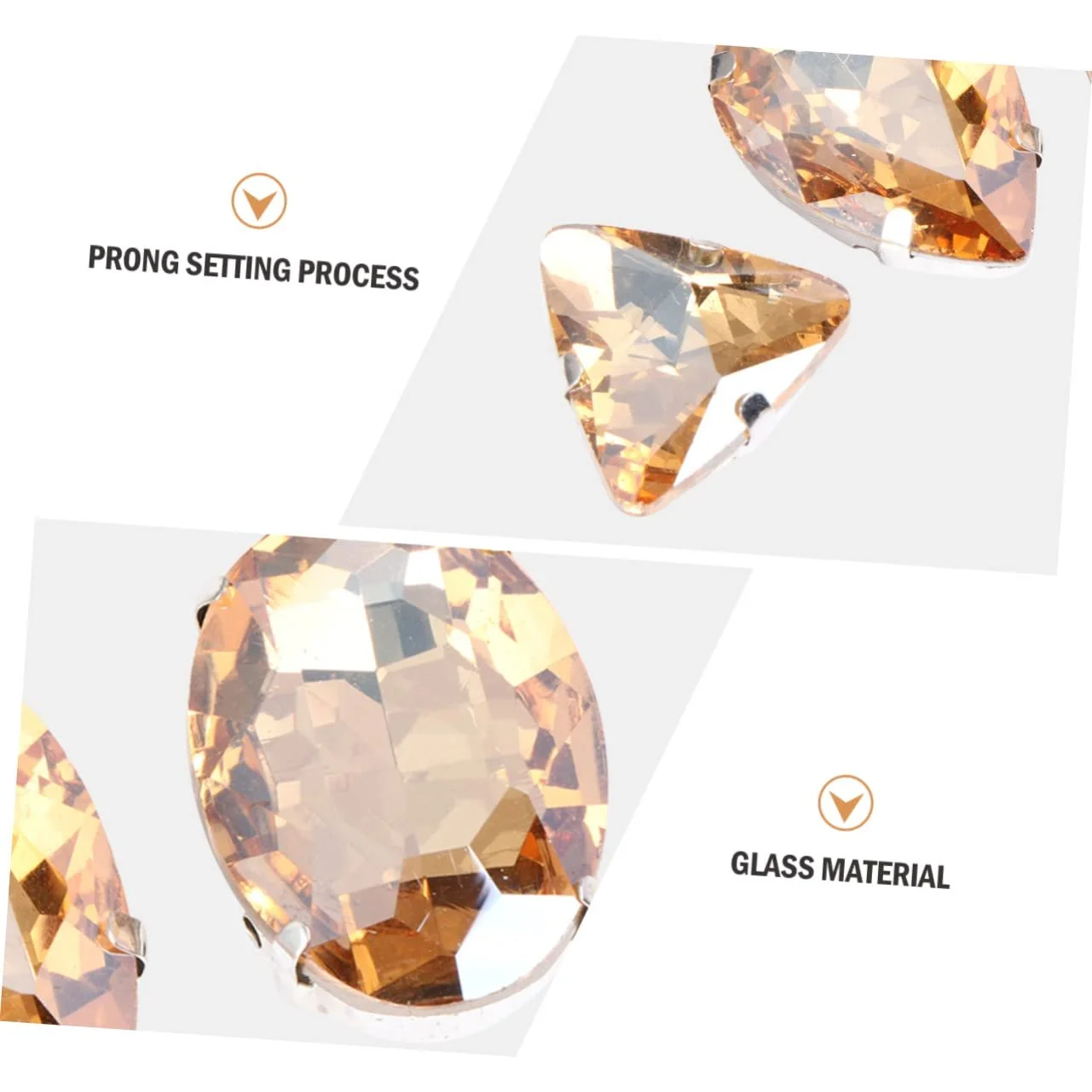 Стрази Скляні Краплеподібні з Кристалами та Срібною Плоскою Основою, 50 шт, фото №5