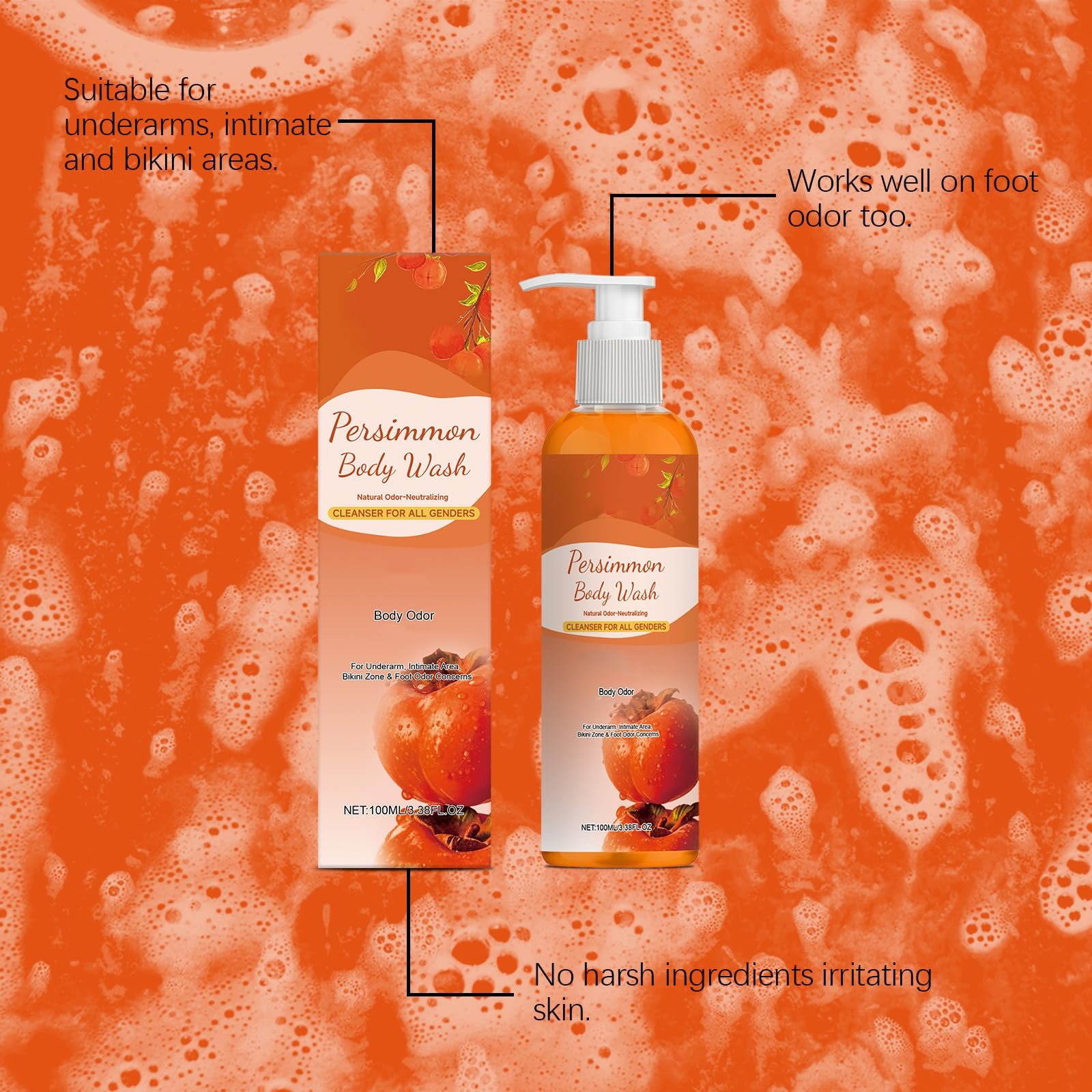 Гель для душа Persimmon для контроля запаха тела дезодорирующий глубокое очищение и увлажнение (2 шт), фото №3 Гель для душа Persimmon для контроля запаха тела дезодорирующий глубокое очищение и увлажнение (2 шт), фото №3