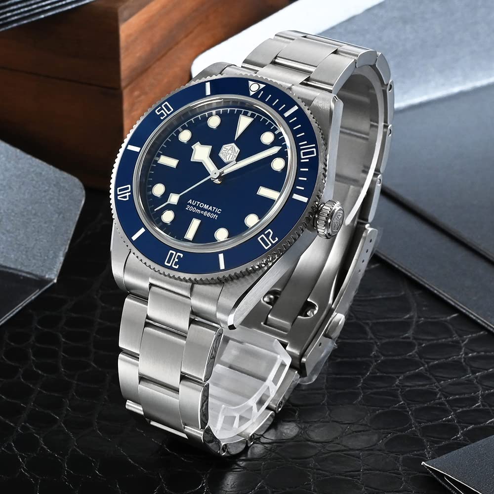 Часы San Martin Vintage BB58 NH35 SN008G Diver Luxury Men's Watch Automatic Mechanical Stainless Steel Business Watches Blue Diver Mechanical, фото №3