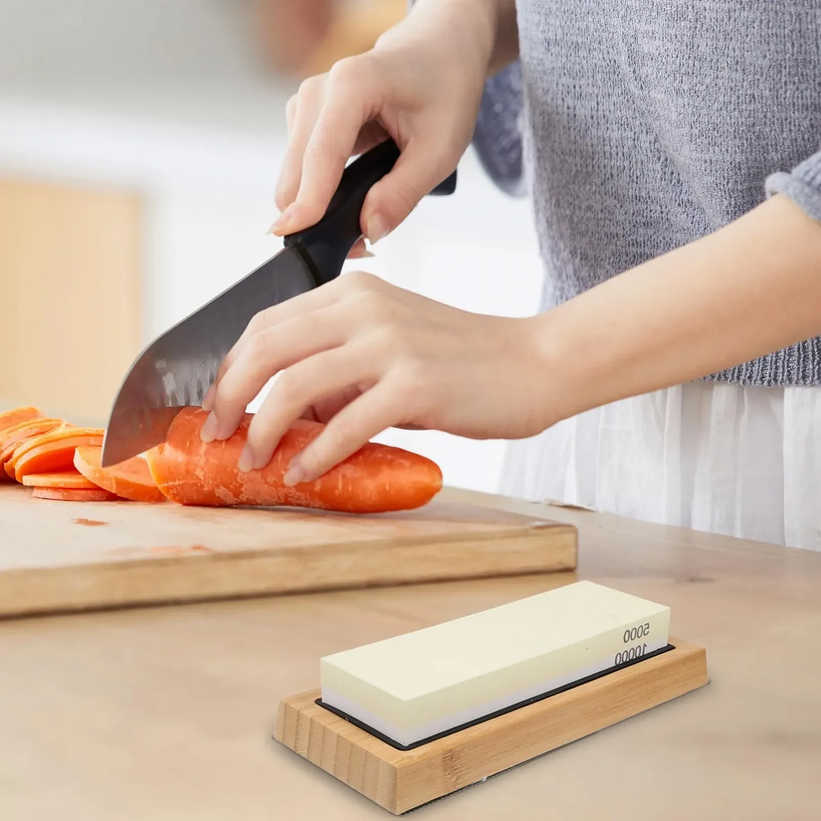 Набор для заточки ножей Кухонный Точильный камень Выравнивающий камень Силикагель, фото №2