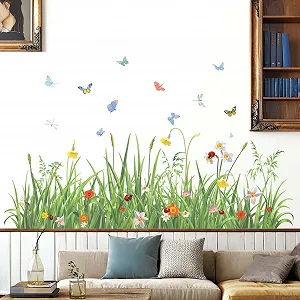 Наклейки на стіну Amimagen Зелена трава та квіти - Фото 1